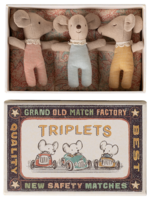 Maileg 17-6001-00 Triplets, Baby mice in matchbox -checker