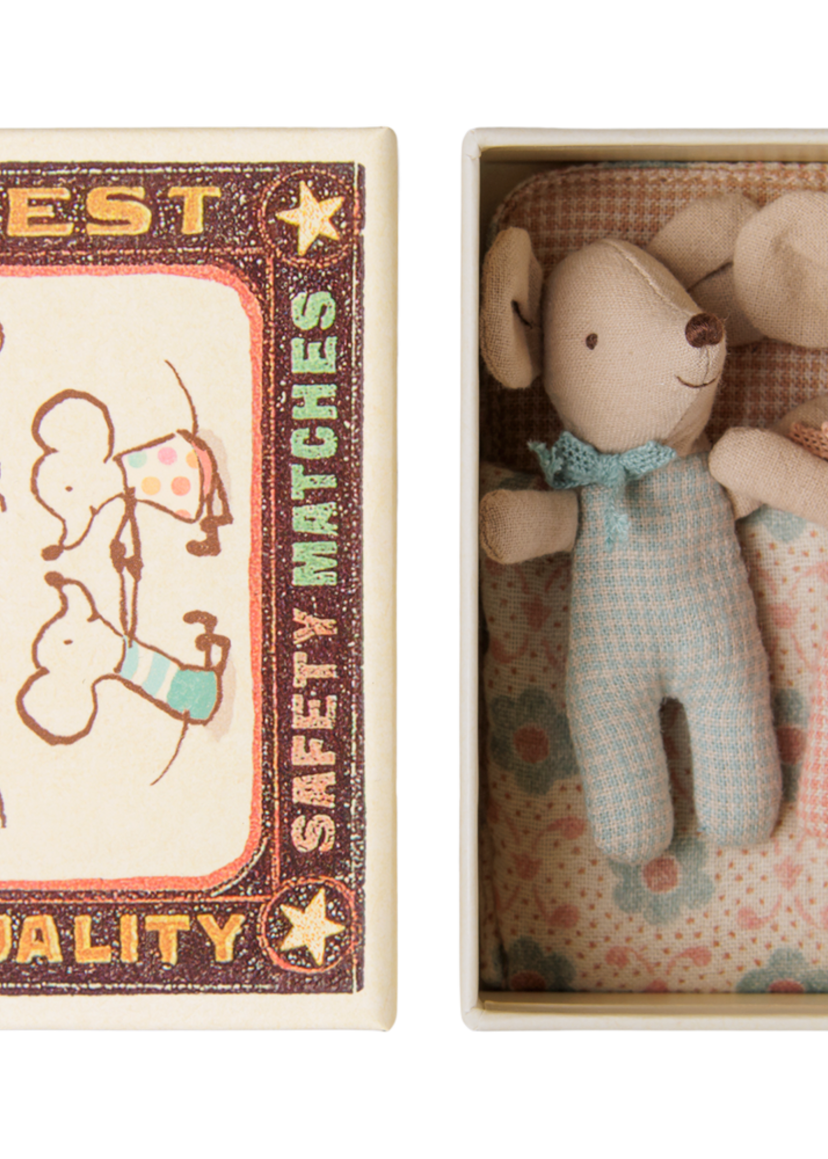 Maileg  Twins, Baby mice in matchbox - Checker