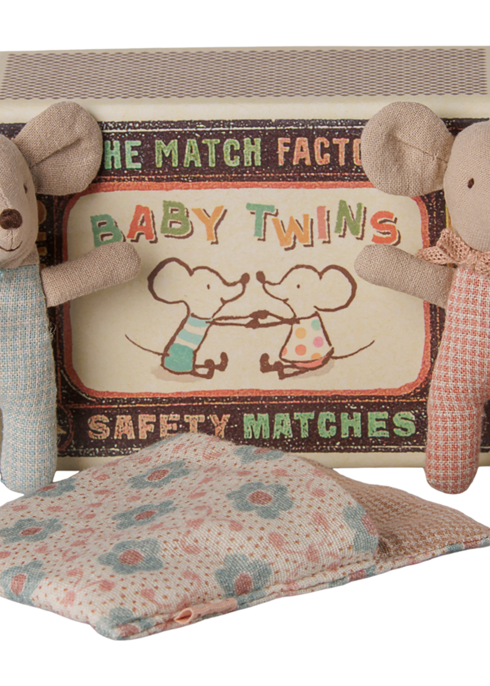 Maileg  Twins, Baby mice in matchbox - Checker