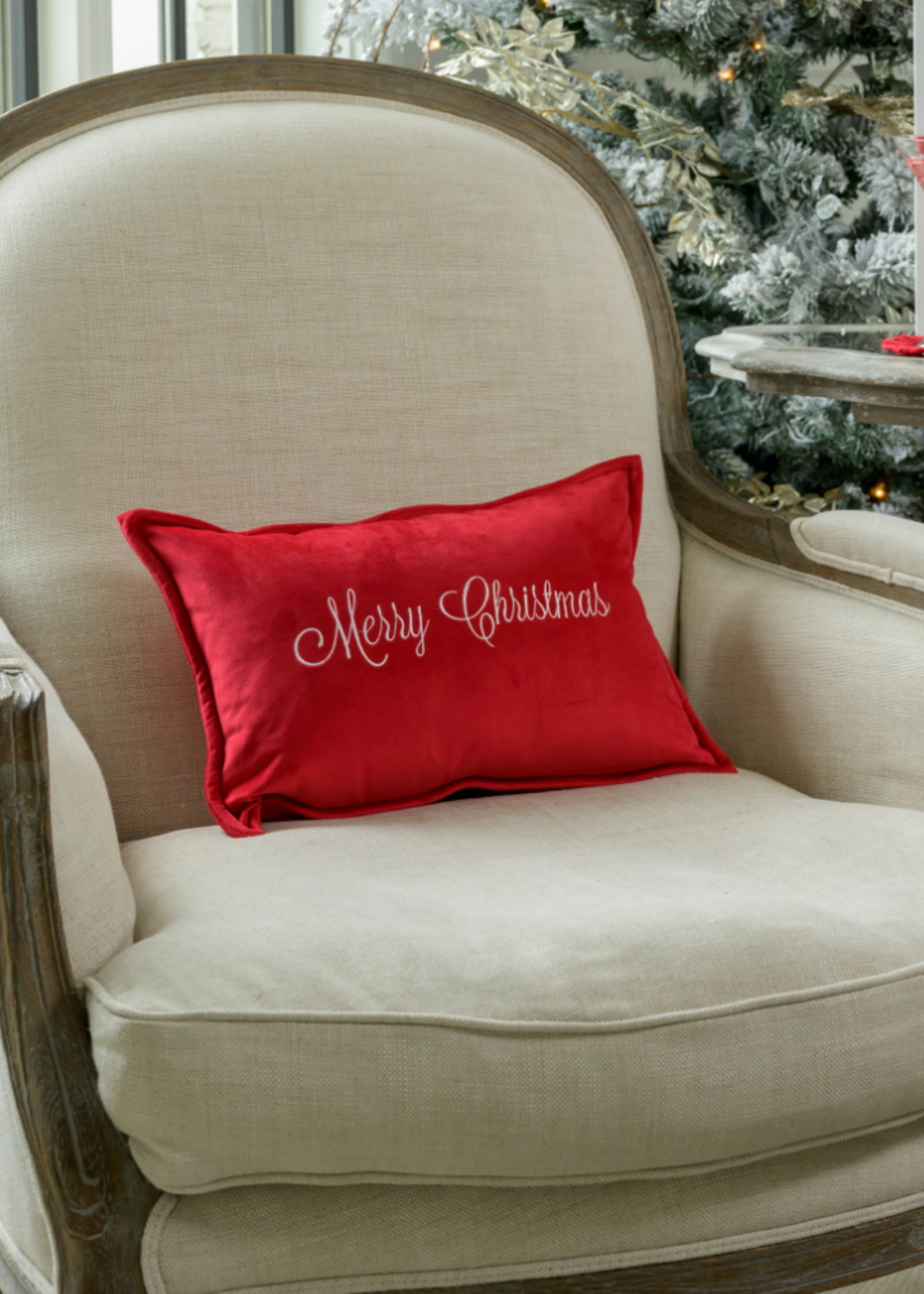 Arte Italica Merry Christmas Sicily Boudoir Pillow | Velvet Red