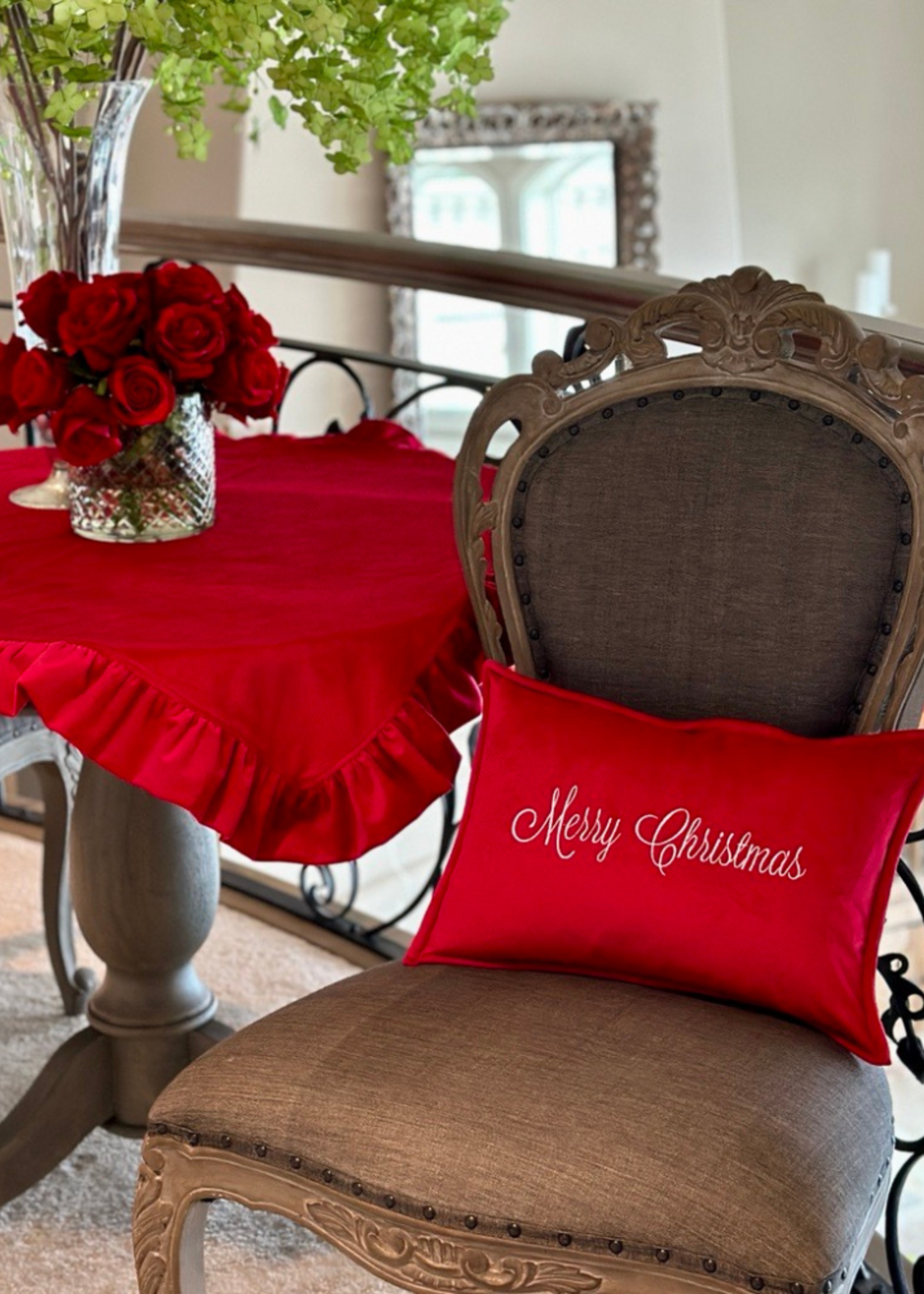 Arte Italica Merry Christmas Sicily Boudoir Pillow | Velvet Red