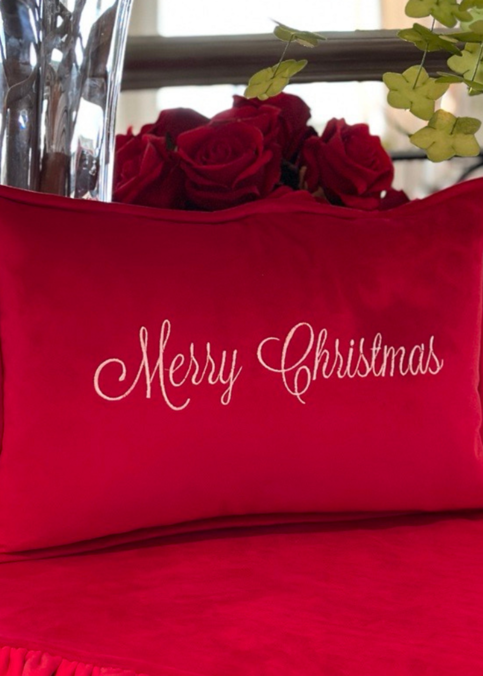 Arte Italica Merry Christmas Sicily Boudoir Pillow | Velvet Red