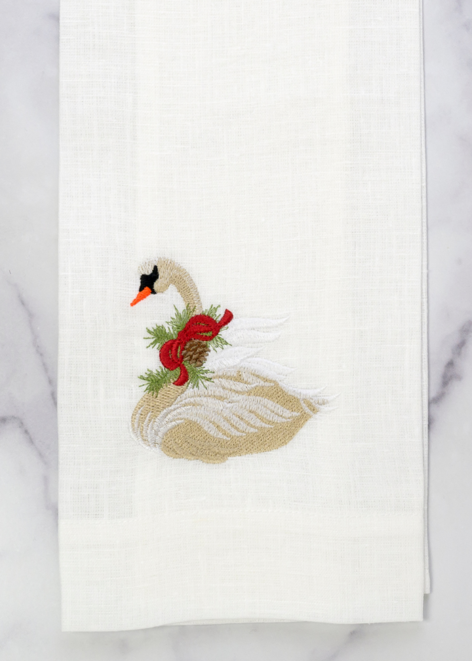 Arte Italica Christmas Swan Linen Towel