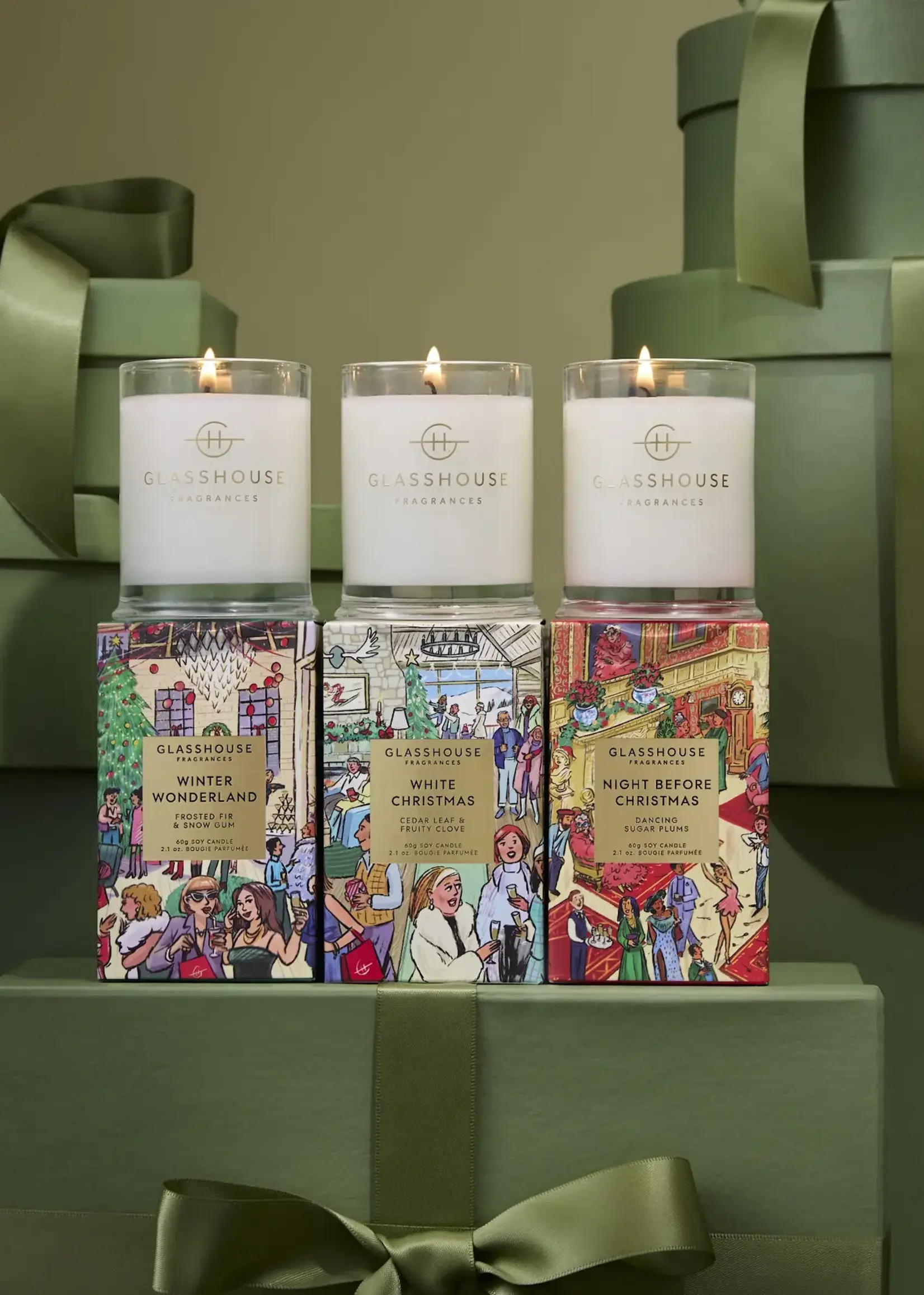 Glasshouse 3 x 2.12 oz. Candle Trio - Christmas - Night Before