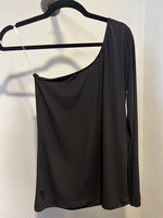 one shoulder top black