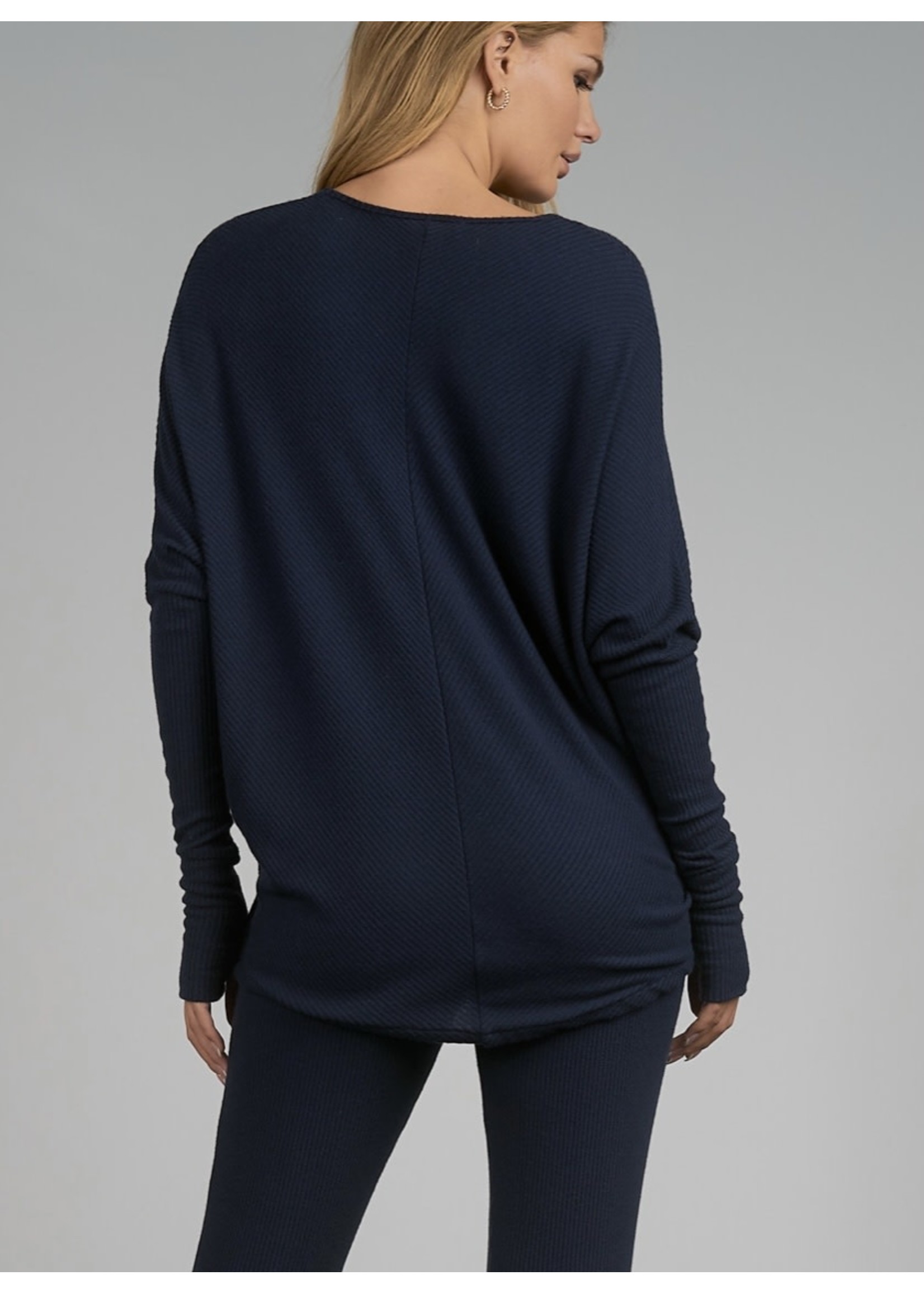 Batwing Navy Top With Thumbhole