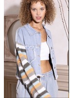 Denim Jacket With Sweater Sleeves