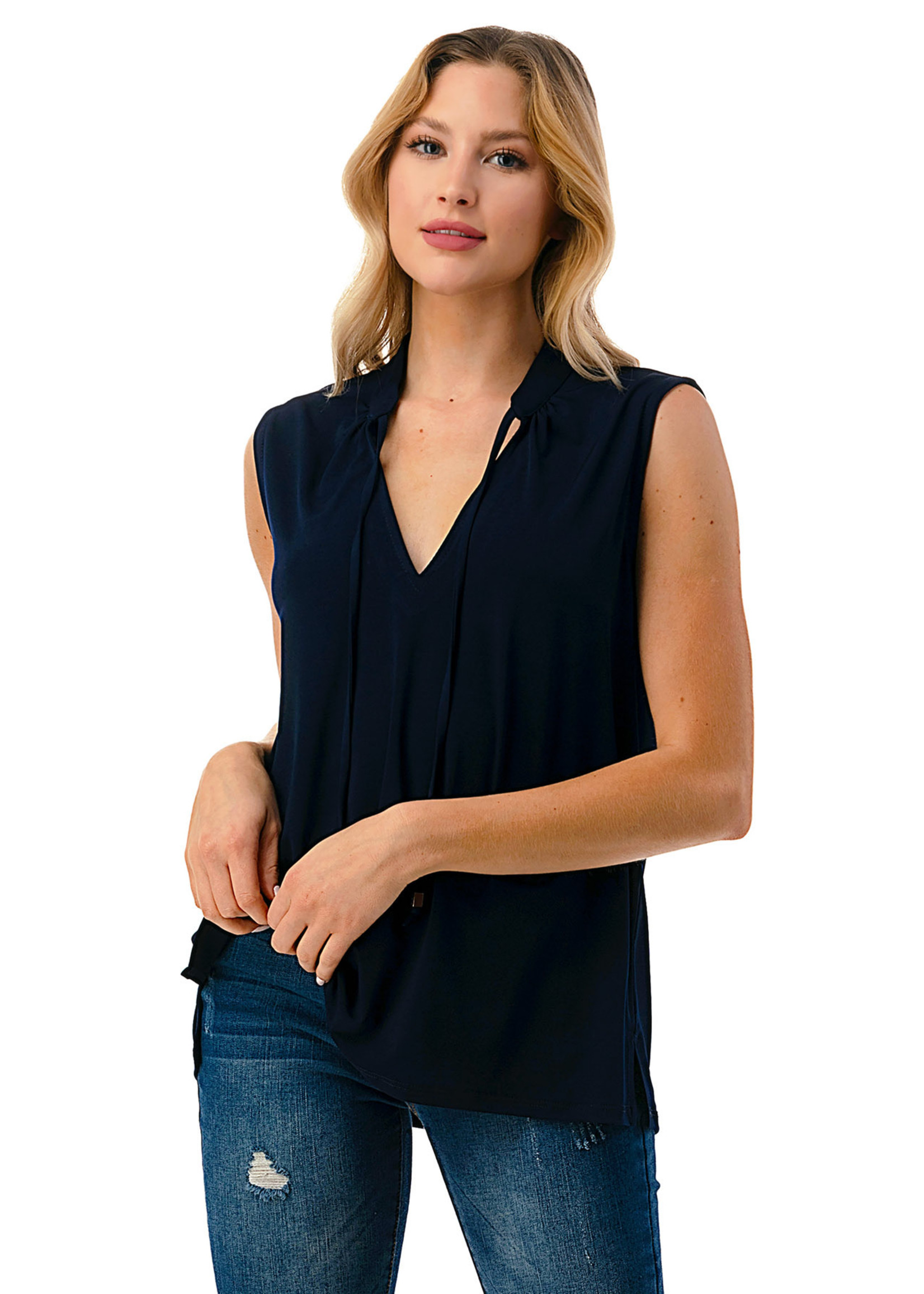SLEEVELESS TOP WITH TIE DETAILED NECK