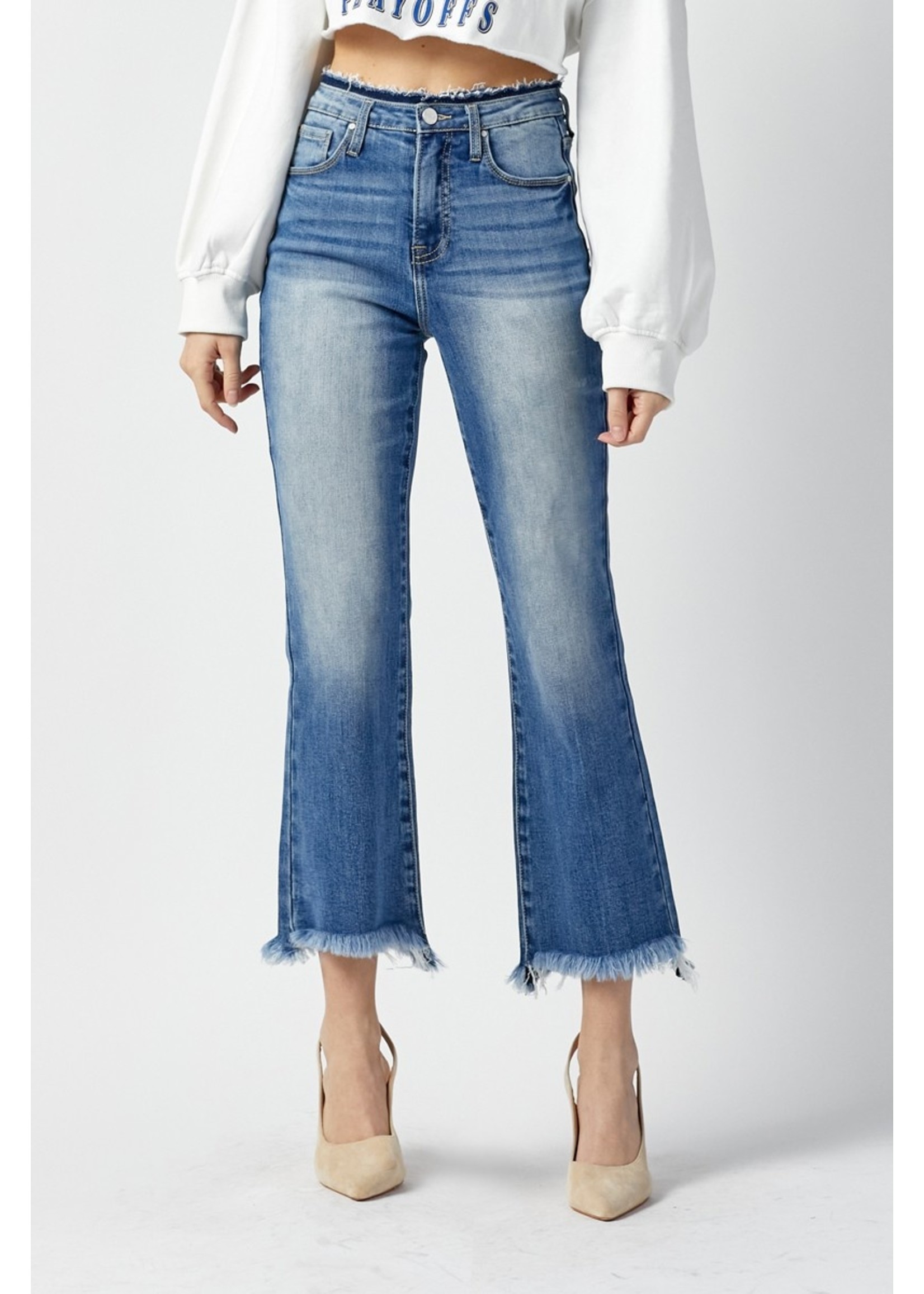 HIGH-RISE CROP FLARE JEANS
