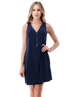 NAVY BIG ZIPPER SLEEVELESS DRESS IN NAVY