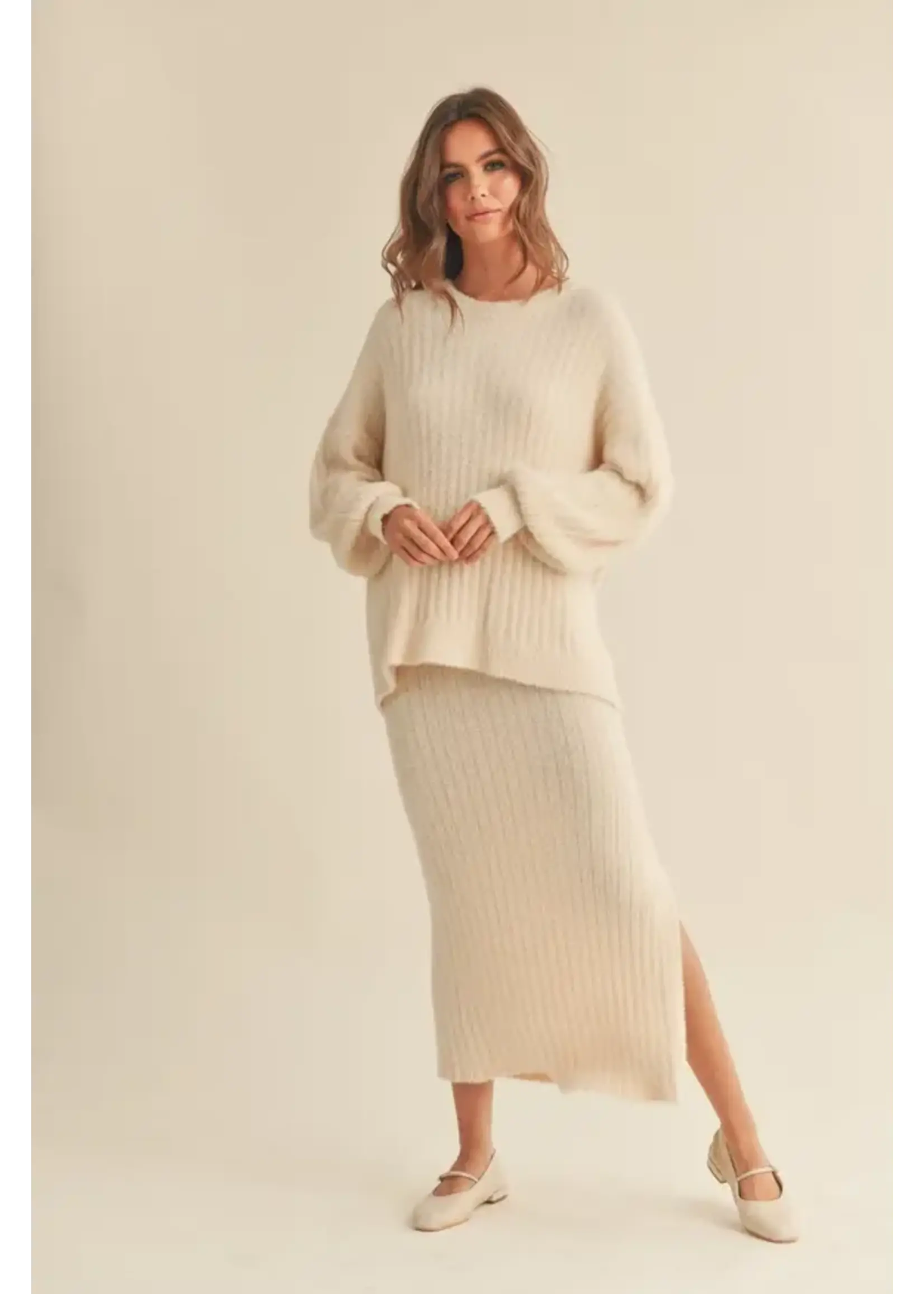 RIBBED MIDI SWEATER SKIRT