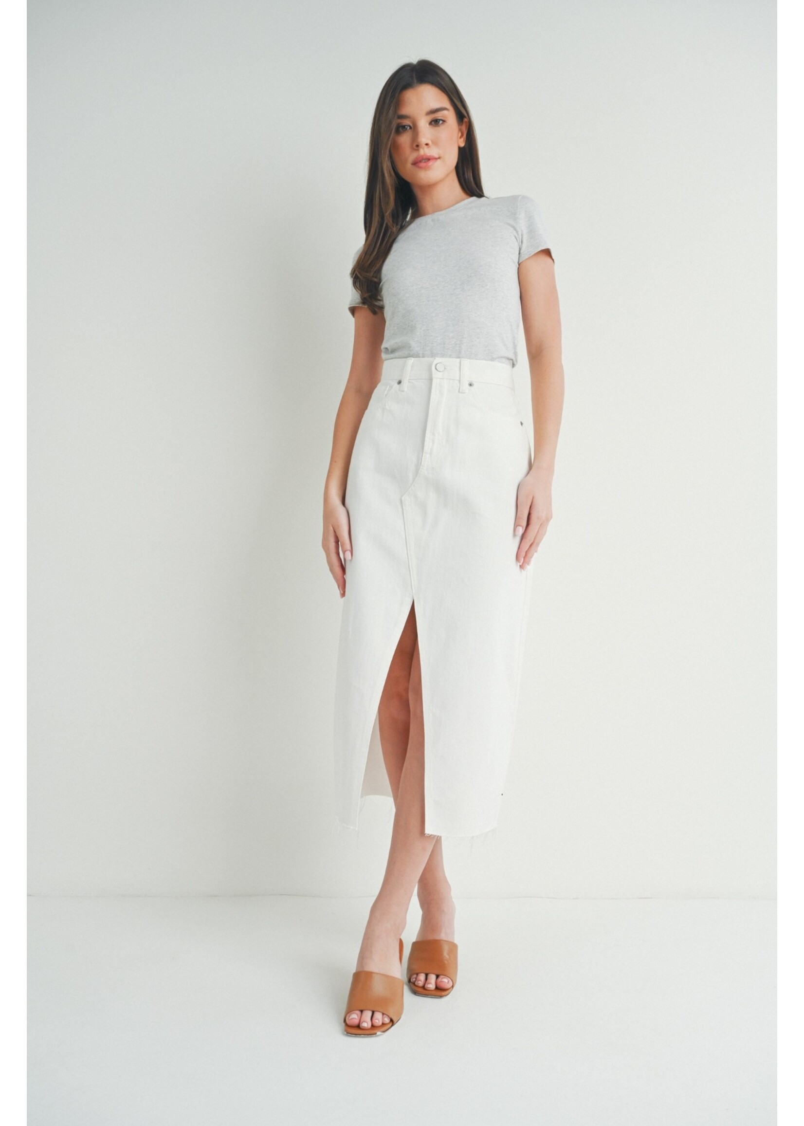 OPEN SLIT MIDI SKIRT