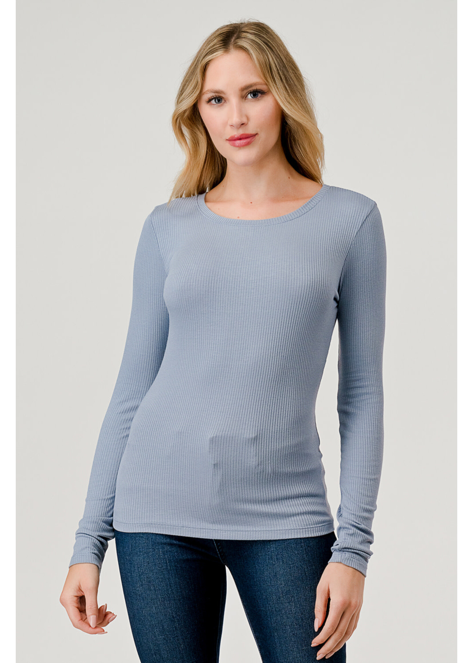 LONG SLEEVE ROUND NECK RIB TOP