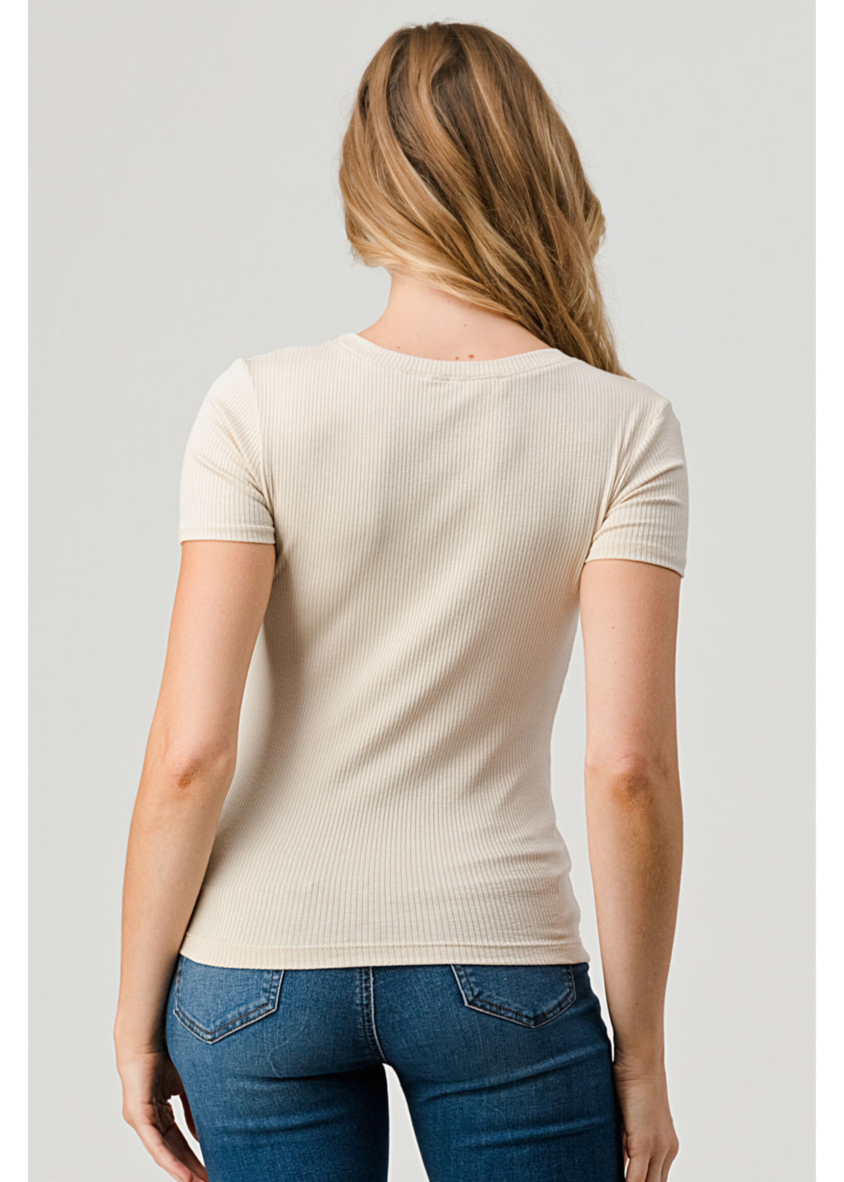 SHORT SLEEVE RIBBED TOP