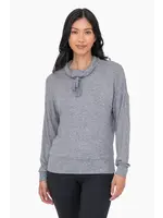 BRUSHED COWL NECK LOUNGE PULLOVER