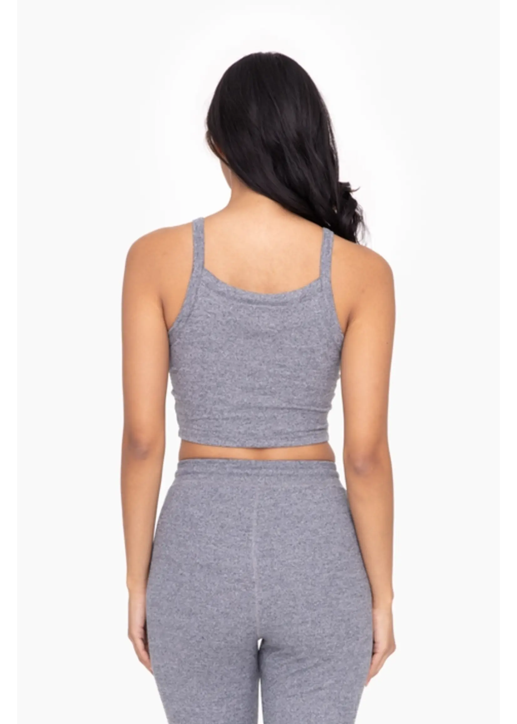 BRUSHED CROPPED HENLEY CAMI TOP