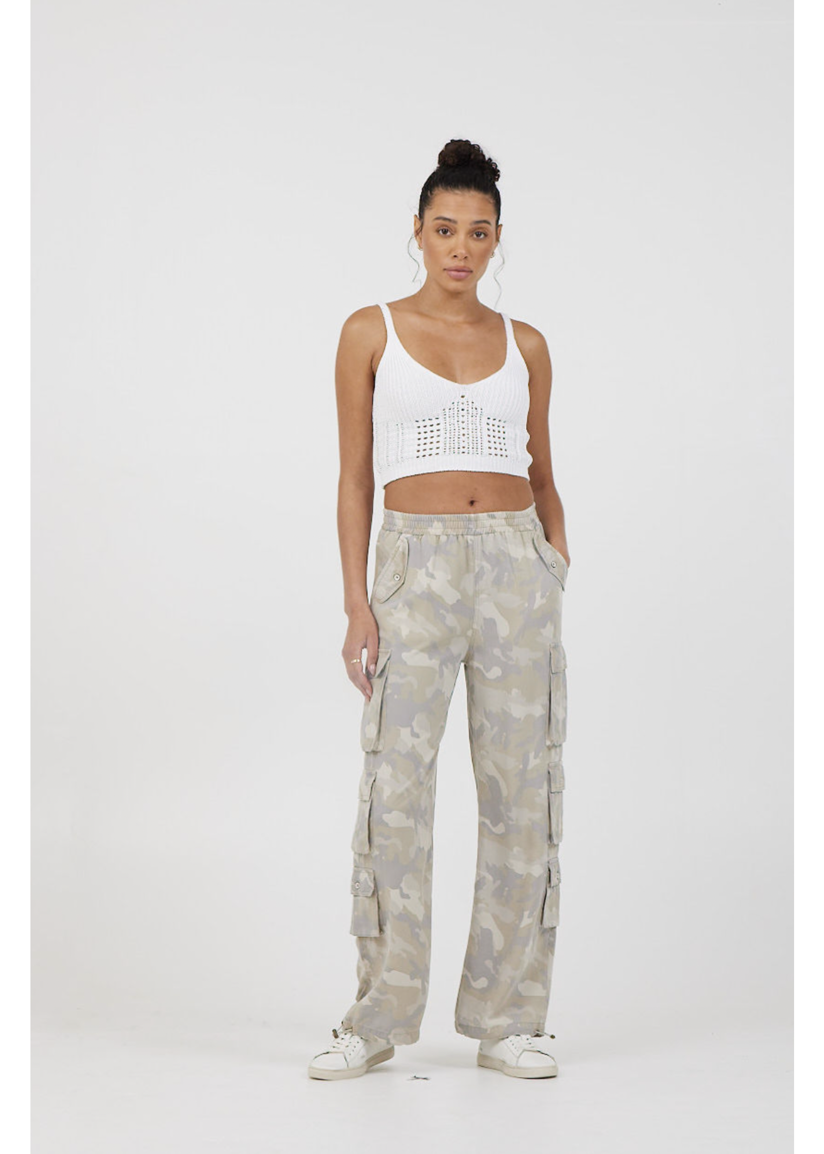 CAMO PRINT WASHED TENCEL CARGO PANT