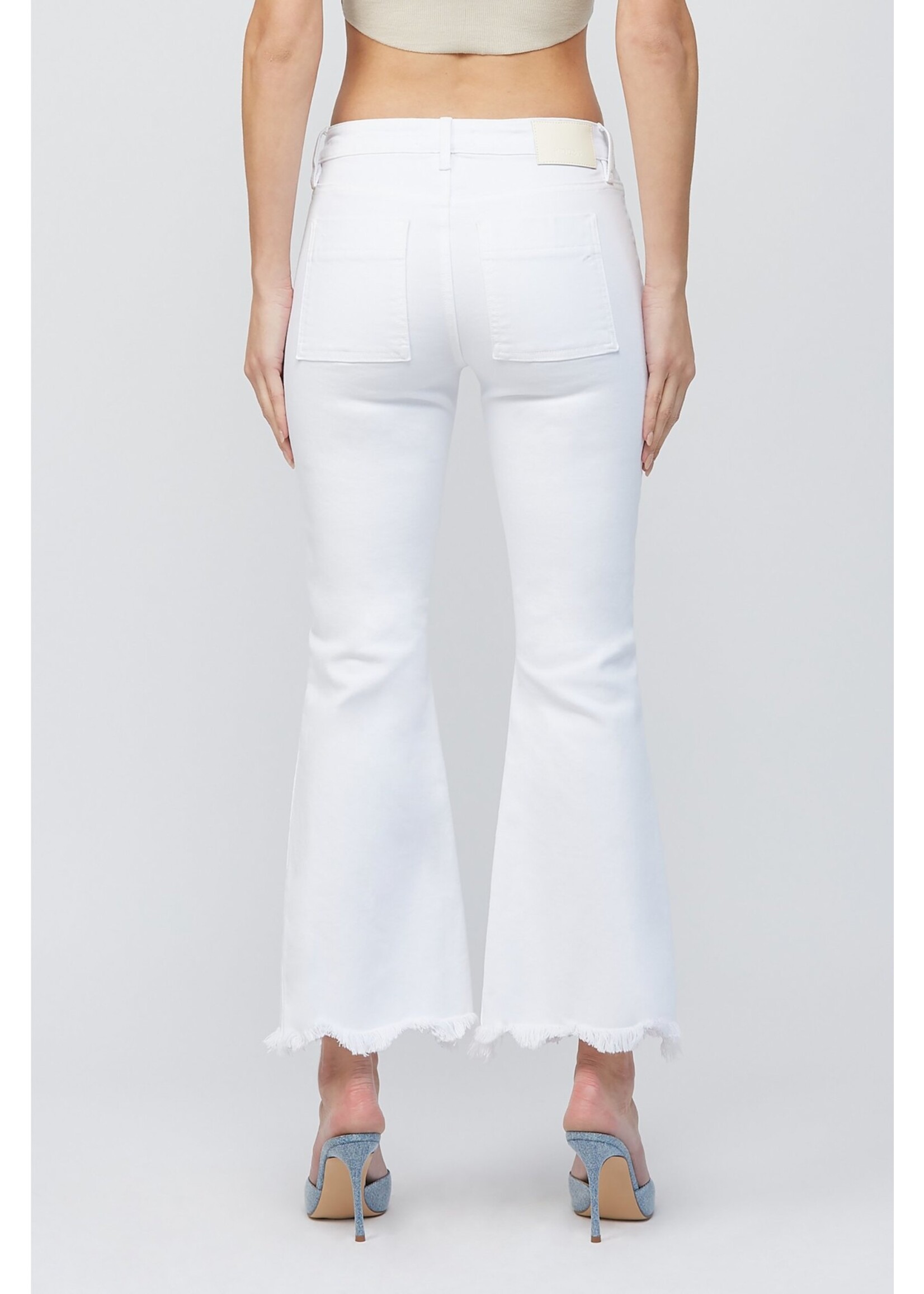 WHITE CARGO FLARE JEANS