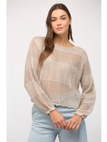 OPEN KNITTED SCOOP NECK SWEATER