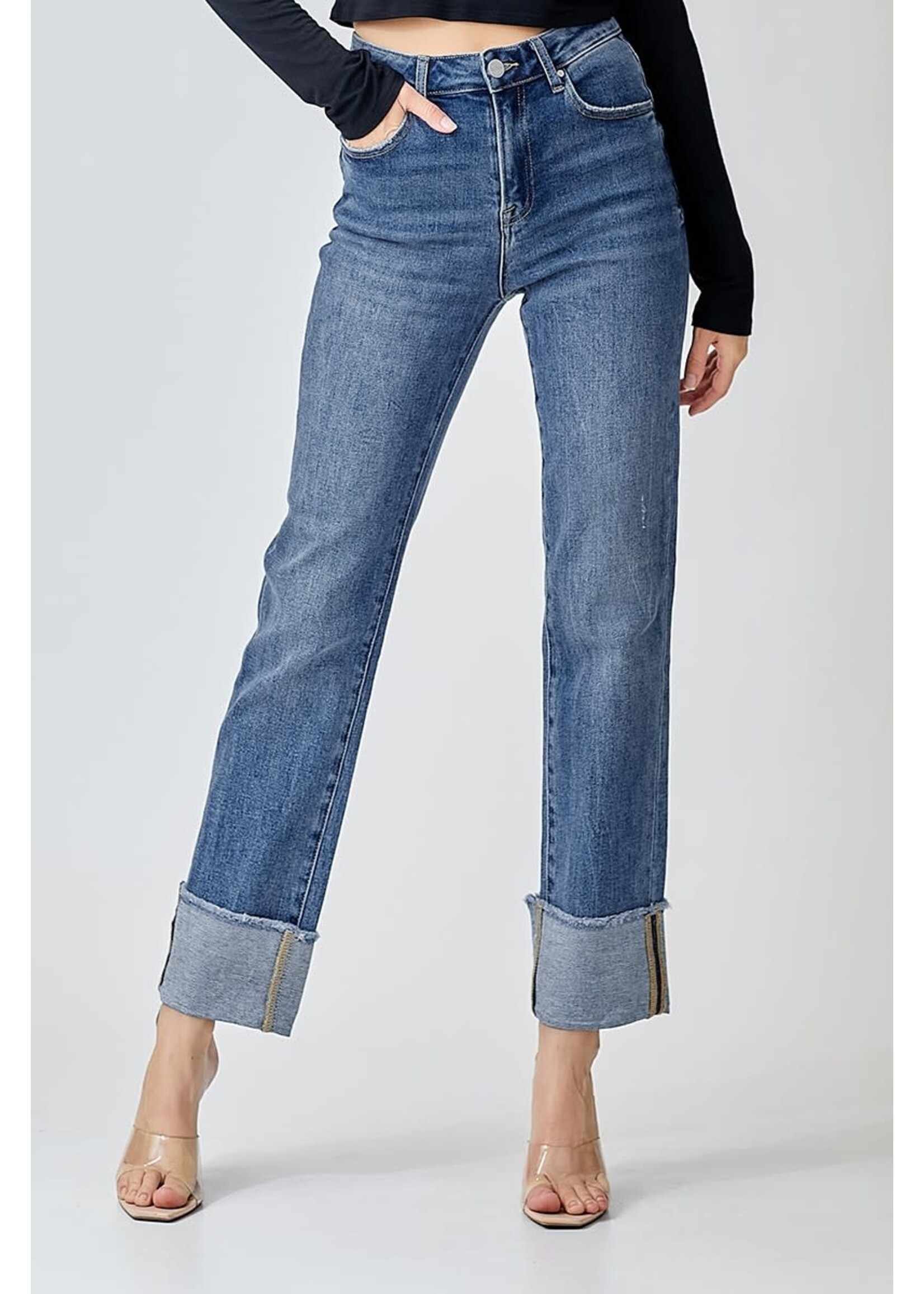 DARK HR CUFFED RELAXED JEANS