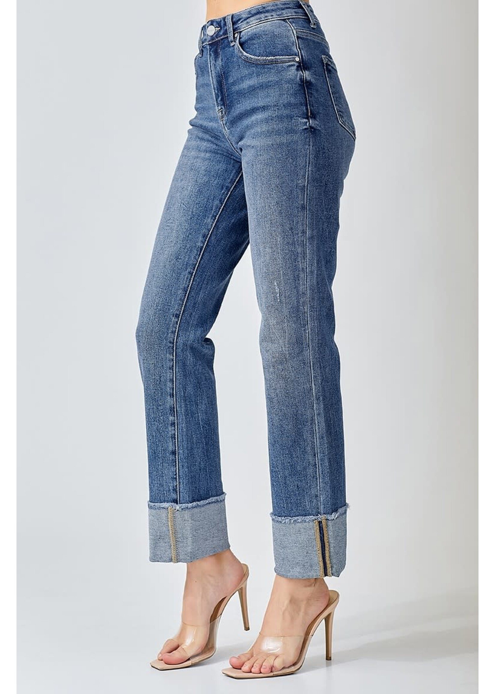 DARK HR CUFFED RELAXED JEANS