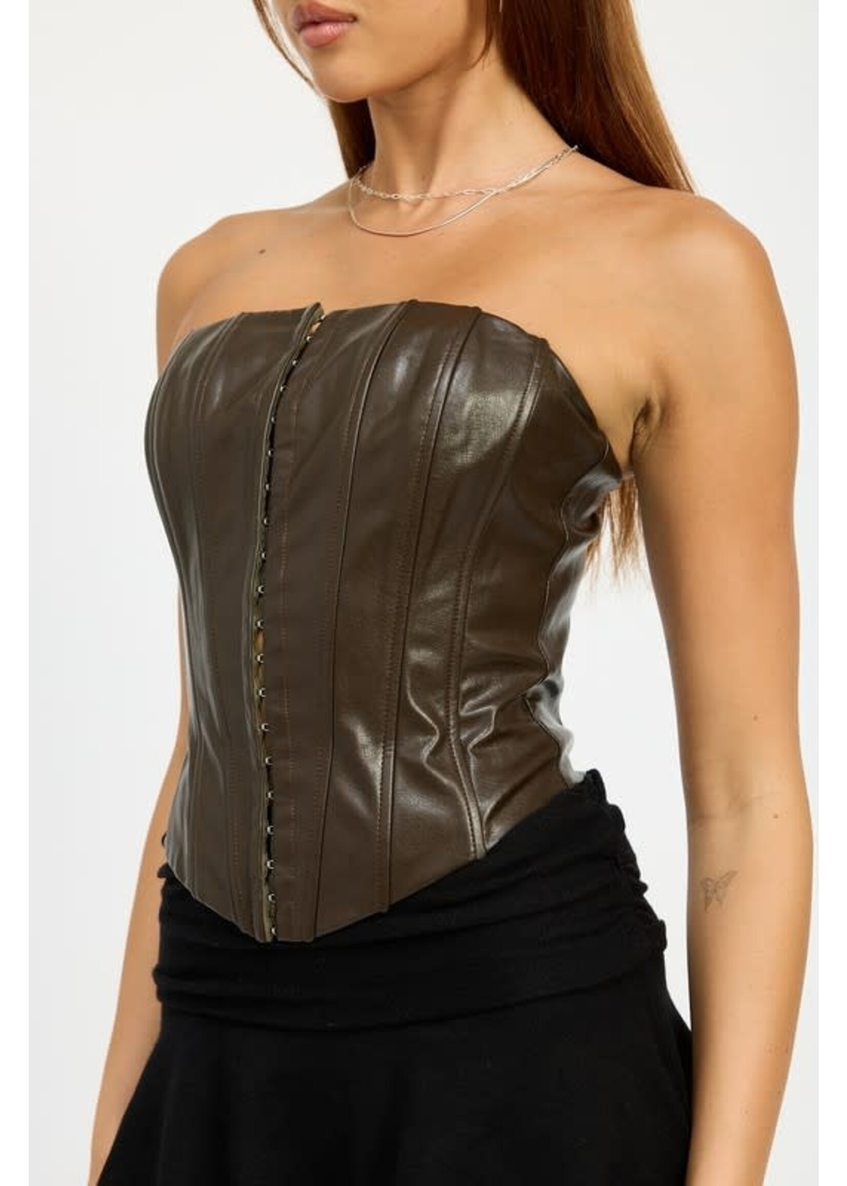 VEGAN LEATHER BUSTIER TOP