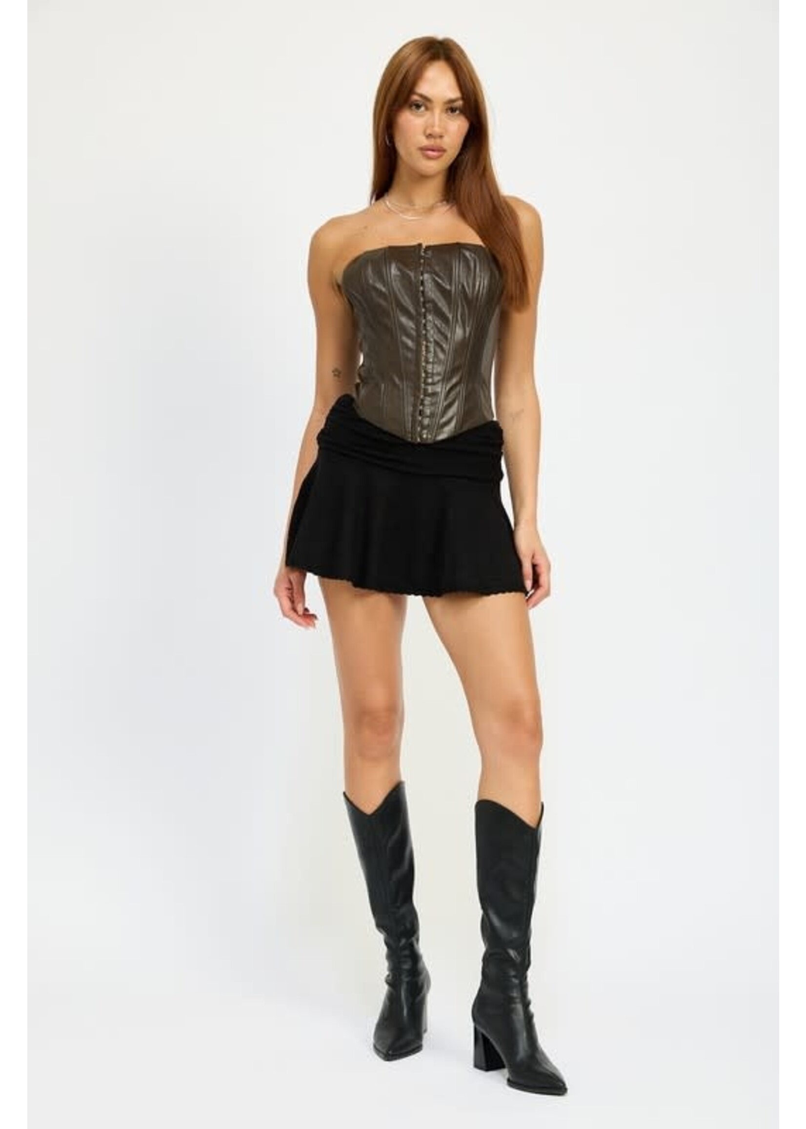 VEGAN LEATHER BUSTIER TOP