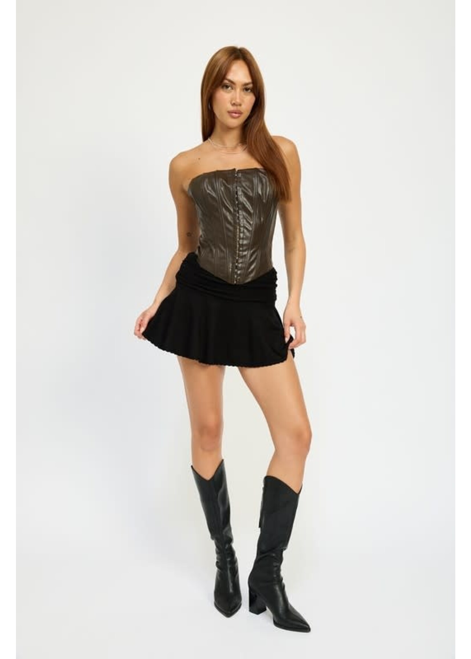 VEGAN LEATHER BUSTIER TOP