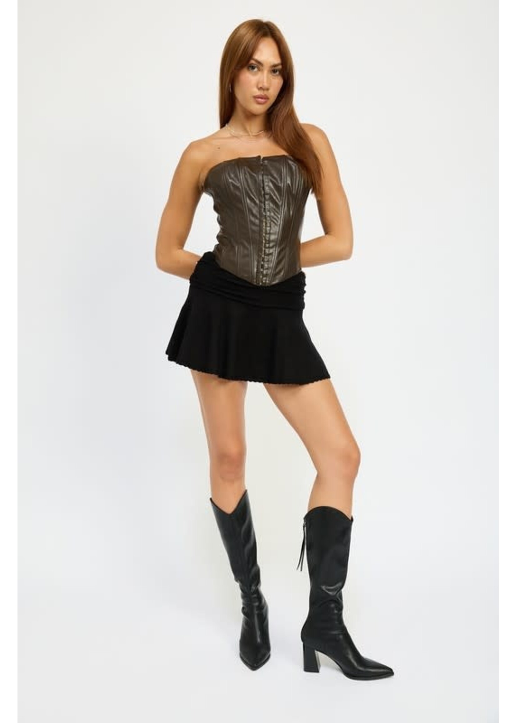 VEGAN LEATHER BUSTIER TOP