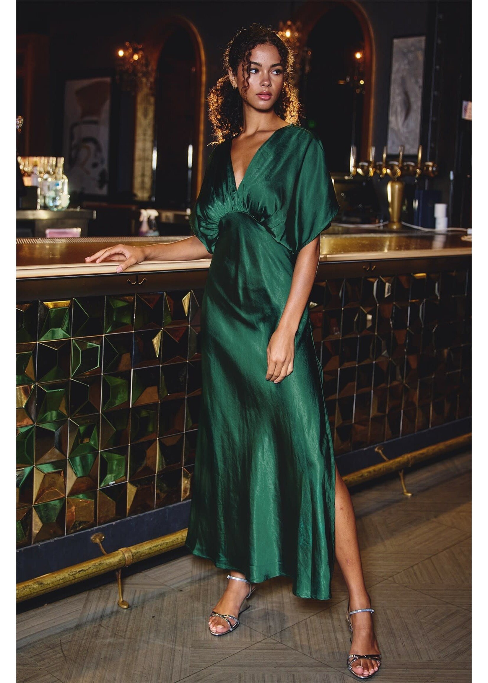 EMERALD SATIN MAXI