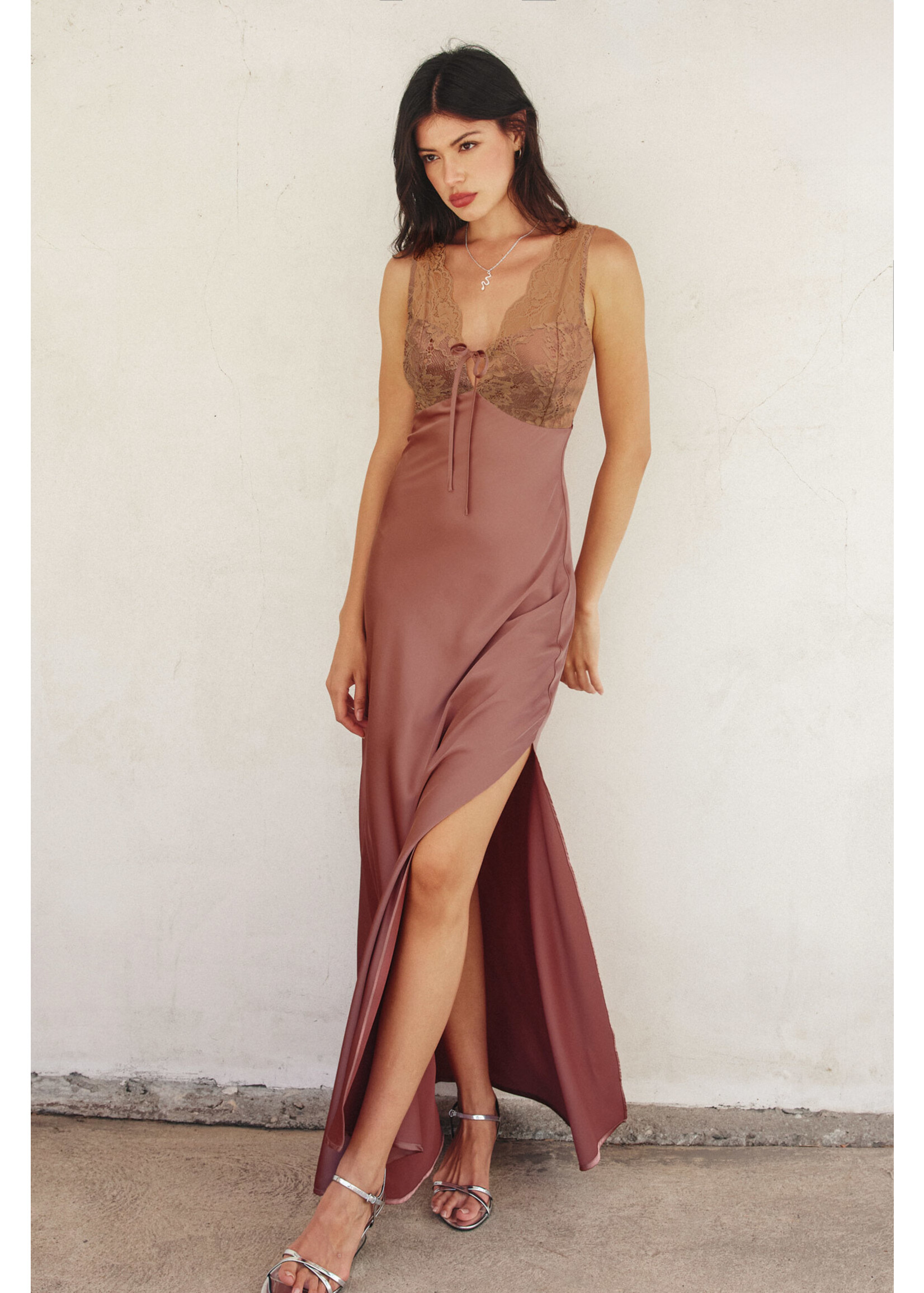 SATIN CONTRAST MAXI DRESS