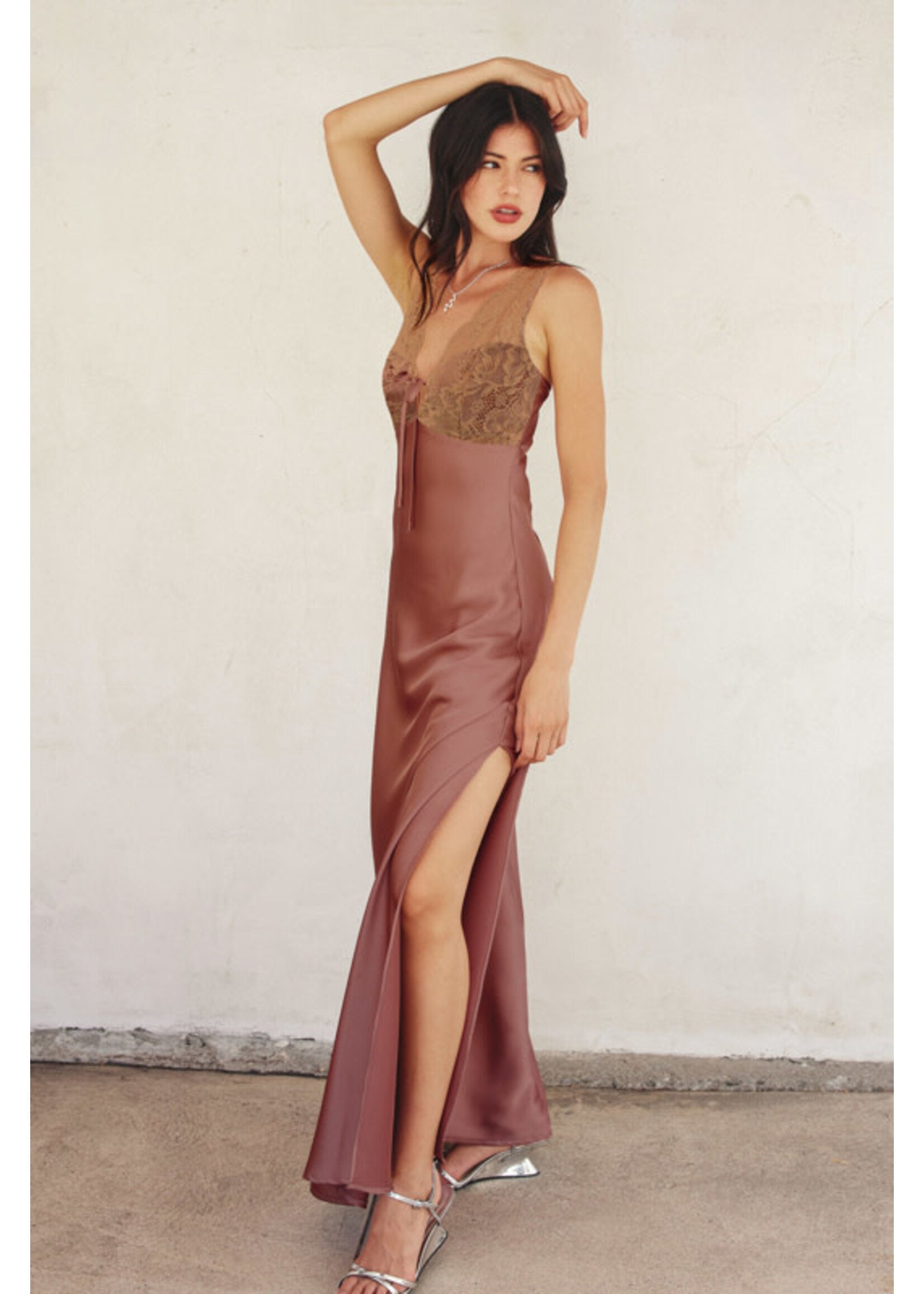 SATIN CONTRAST MAXI DRESS