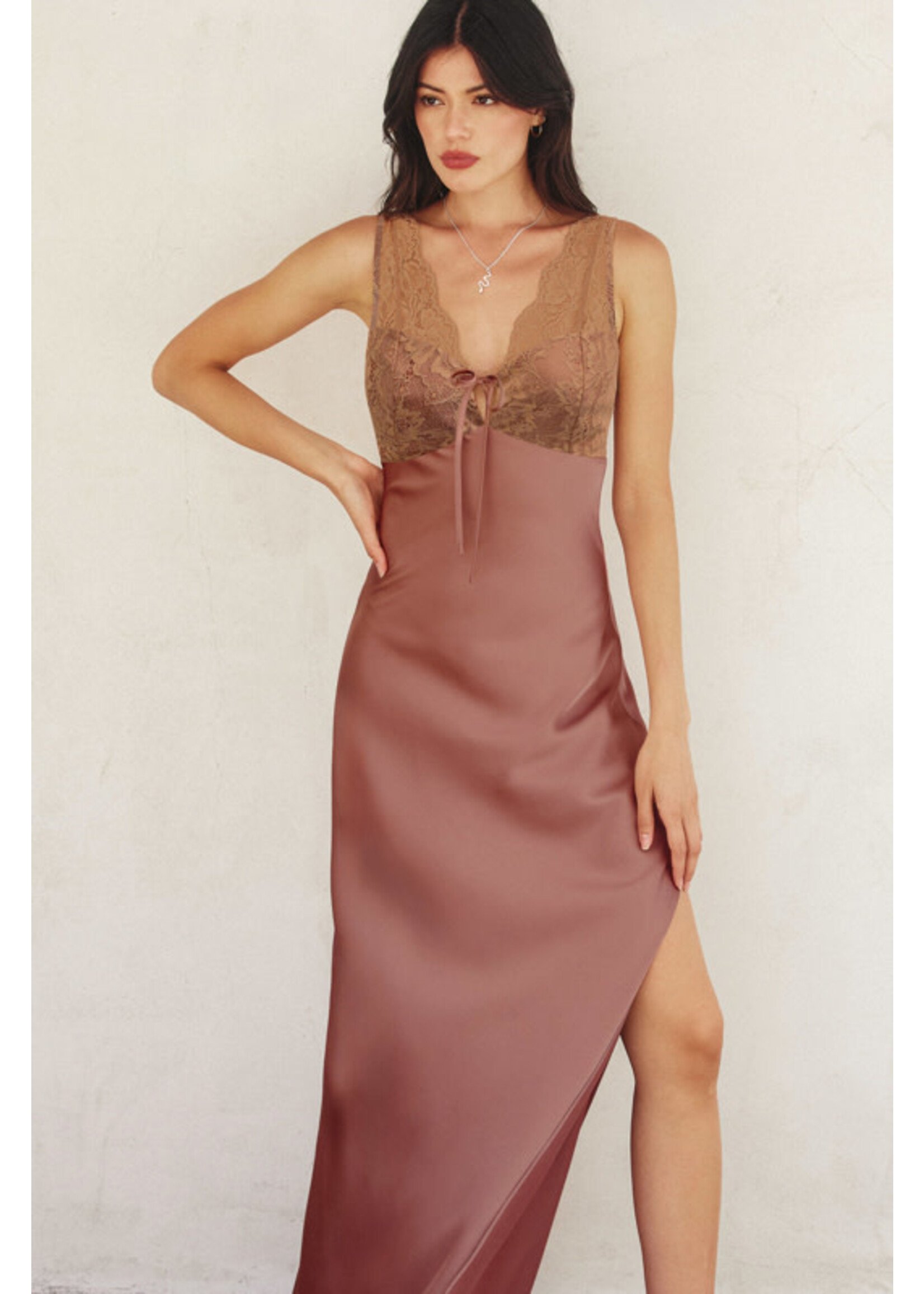 SATIN CONTRAST MAXI DRESS