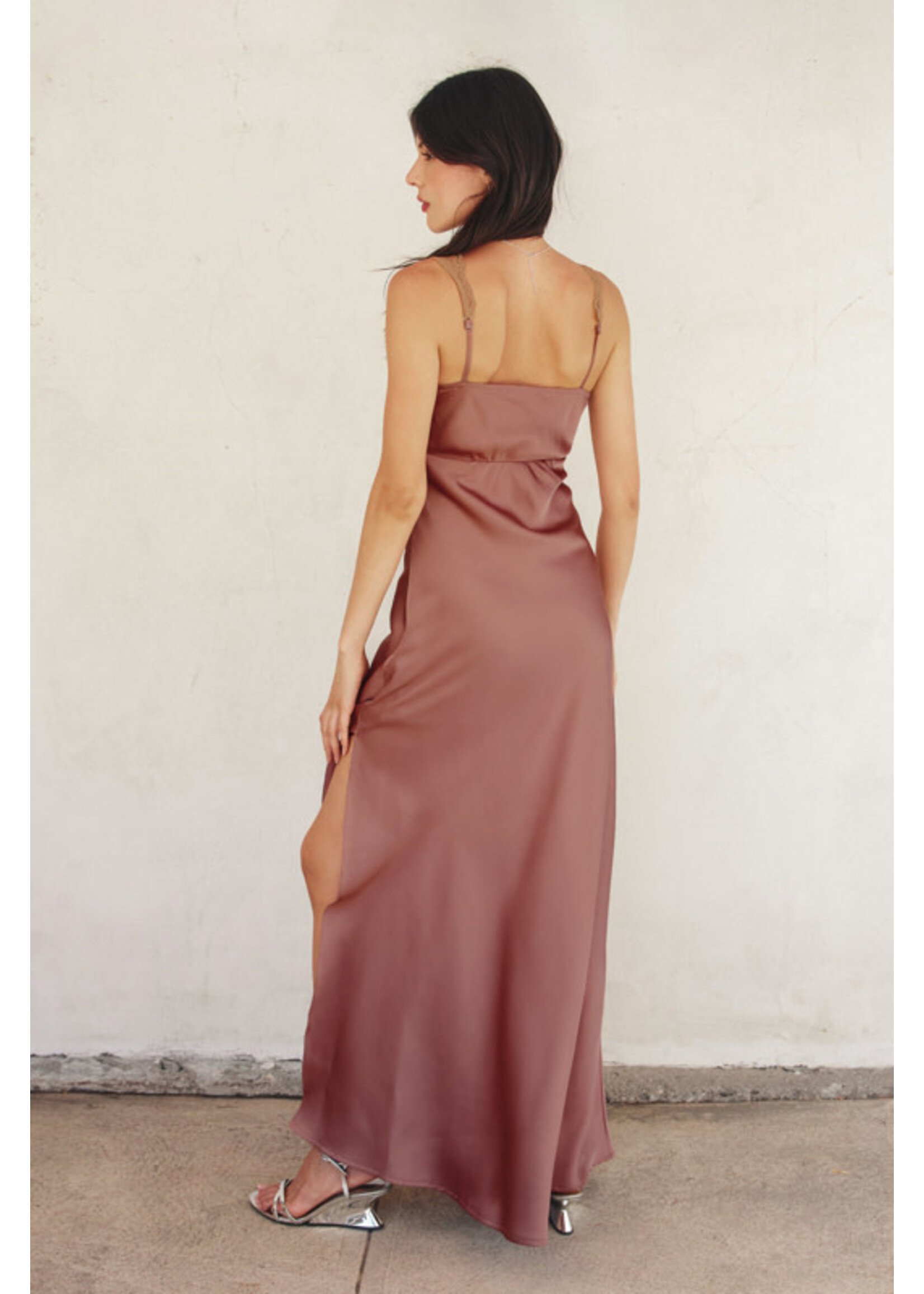 SATIN CONTRAST MAXI DRESS