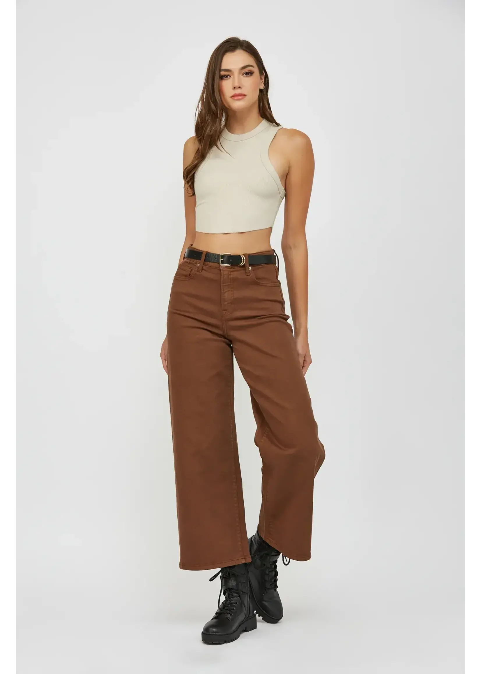 CHESTNUT COLORED WIDE LEG JEANS