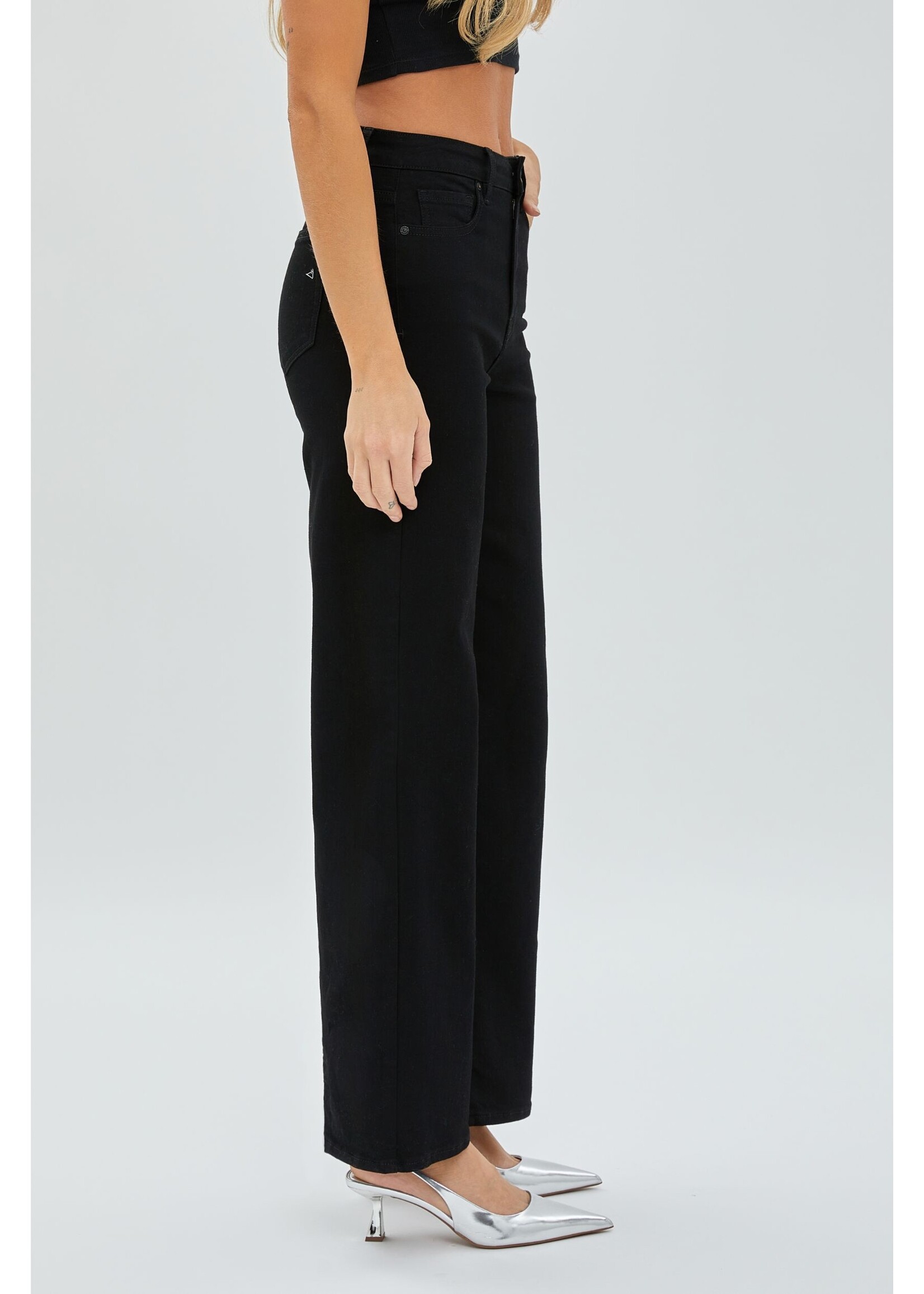 JET BLACK CLEAN STRETCH STRAIGHT LEG JEAN