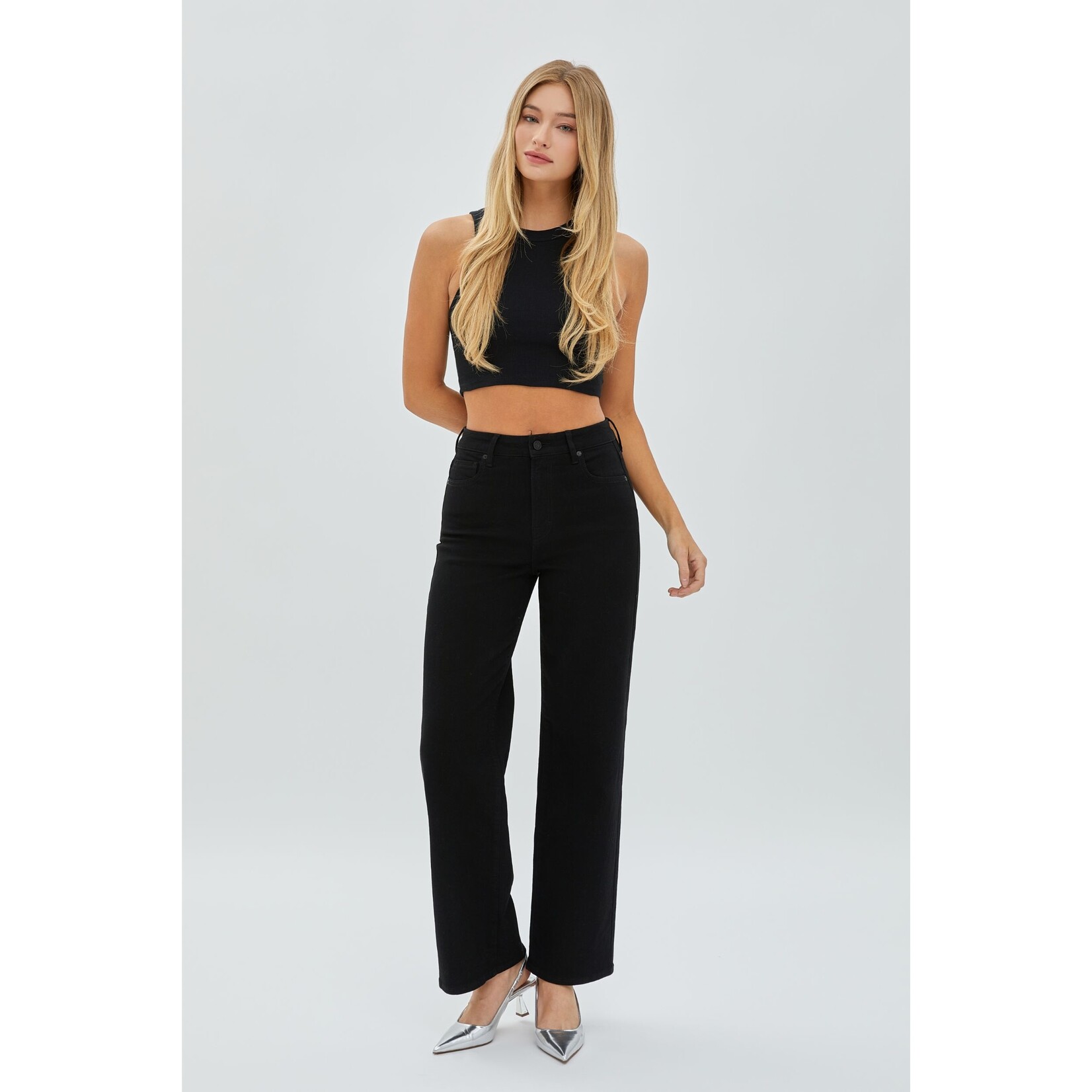 JET BLACK CLEAN STRETCH STRAIGHT LEG JEAN