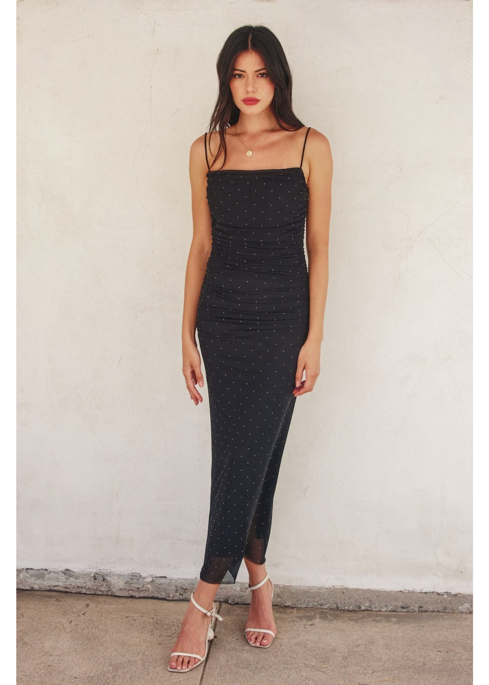 NIGHT WE MET RUCHED MAXI DRESS