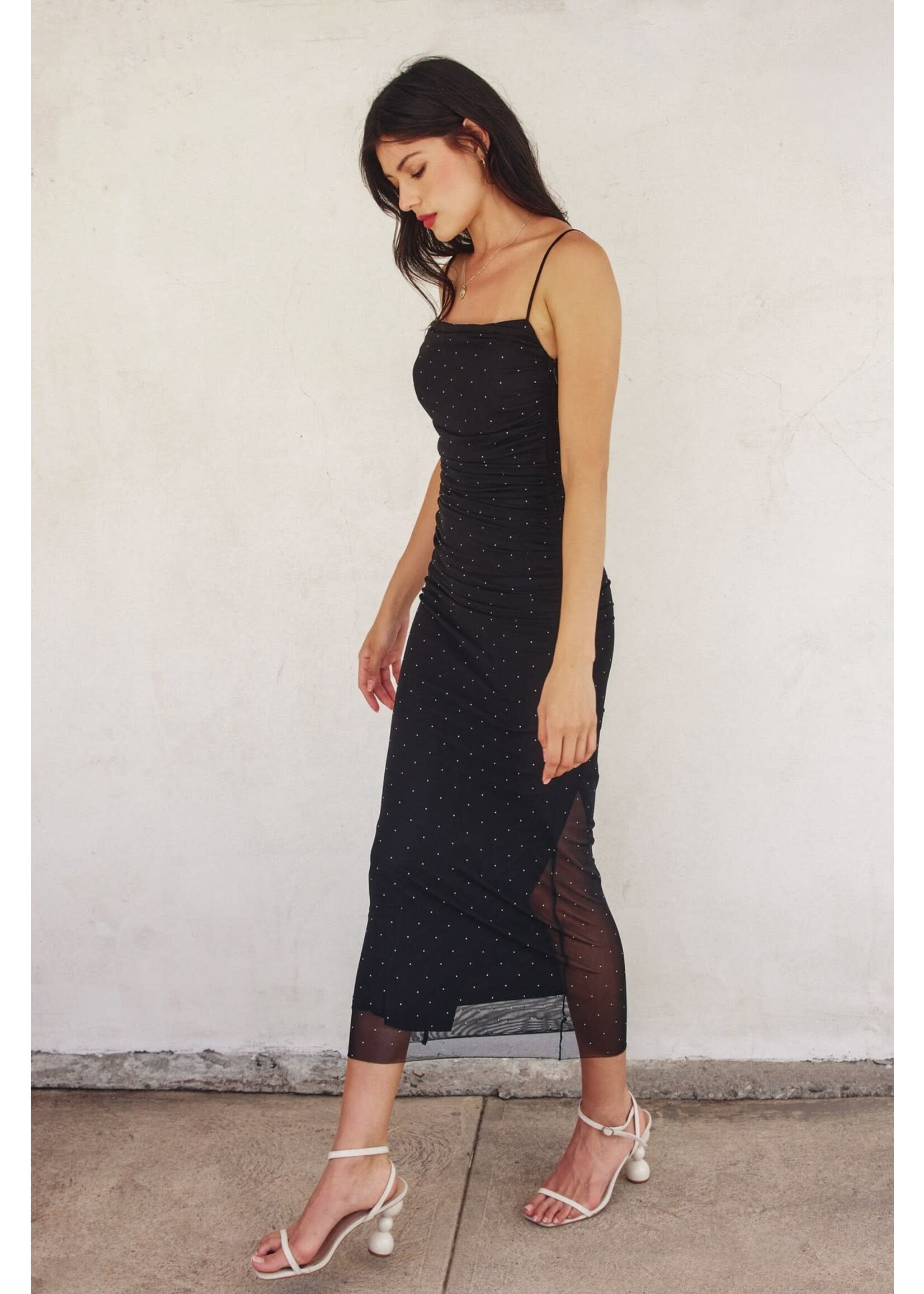 NIGHT WE MET RUCHED MAXI DRESS