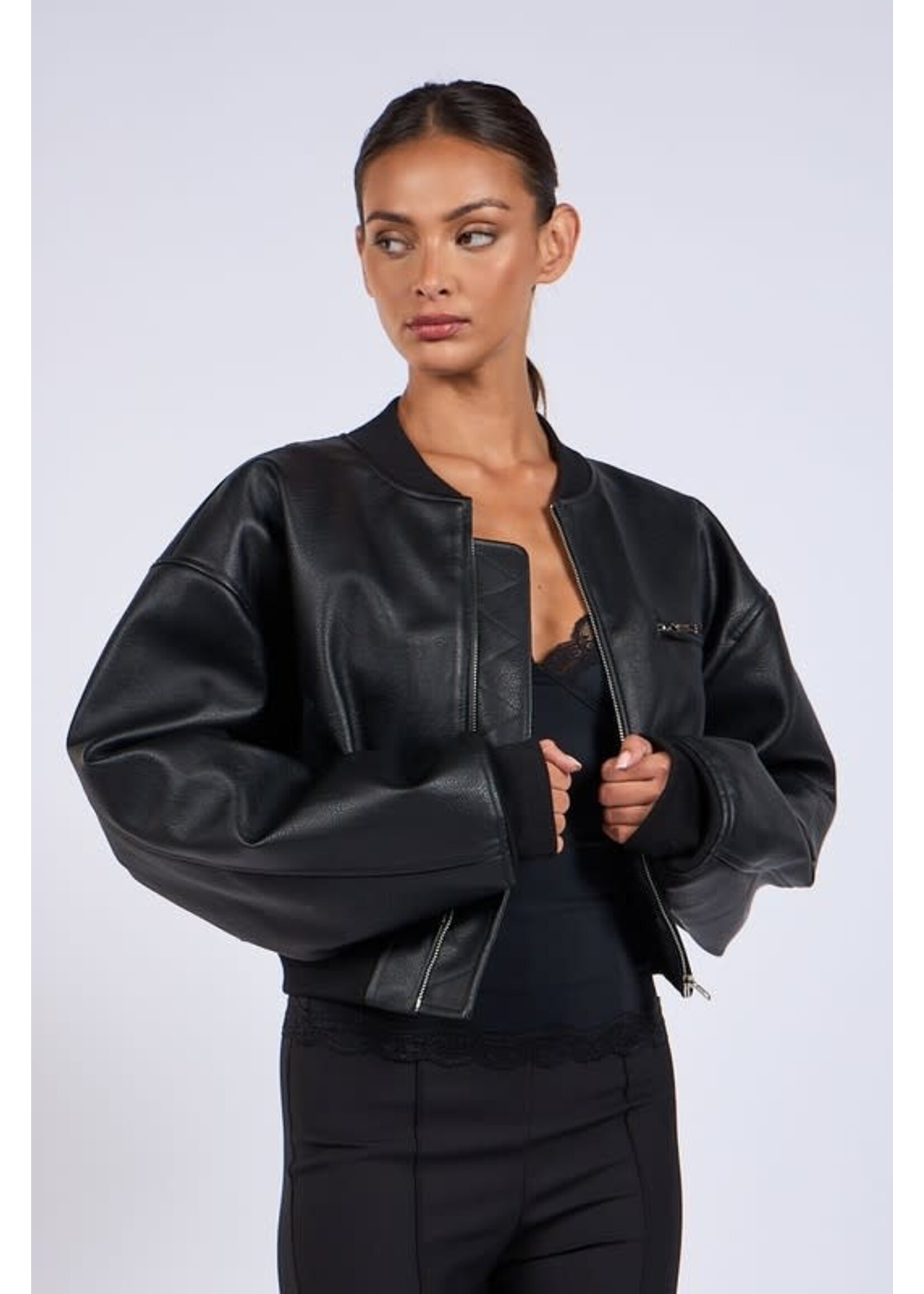 LEATHER BOMBER JACKET