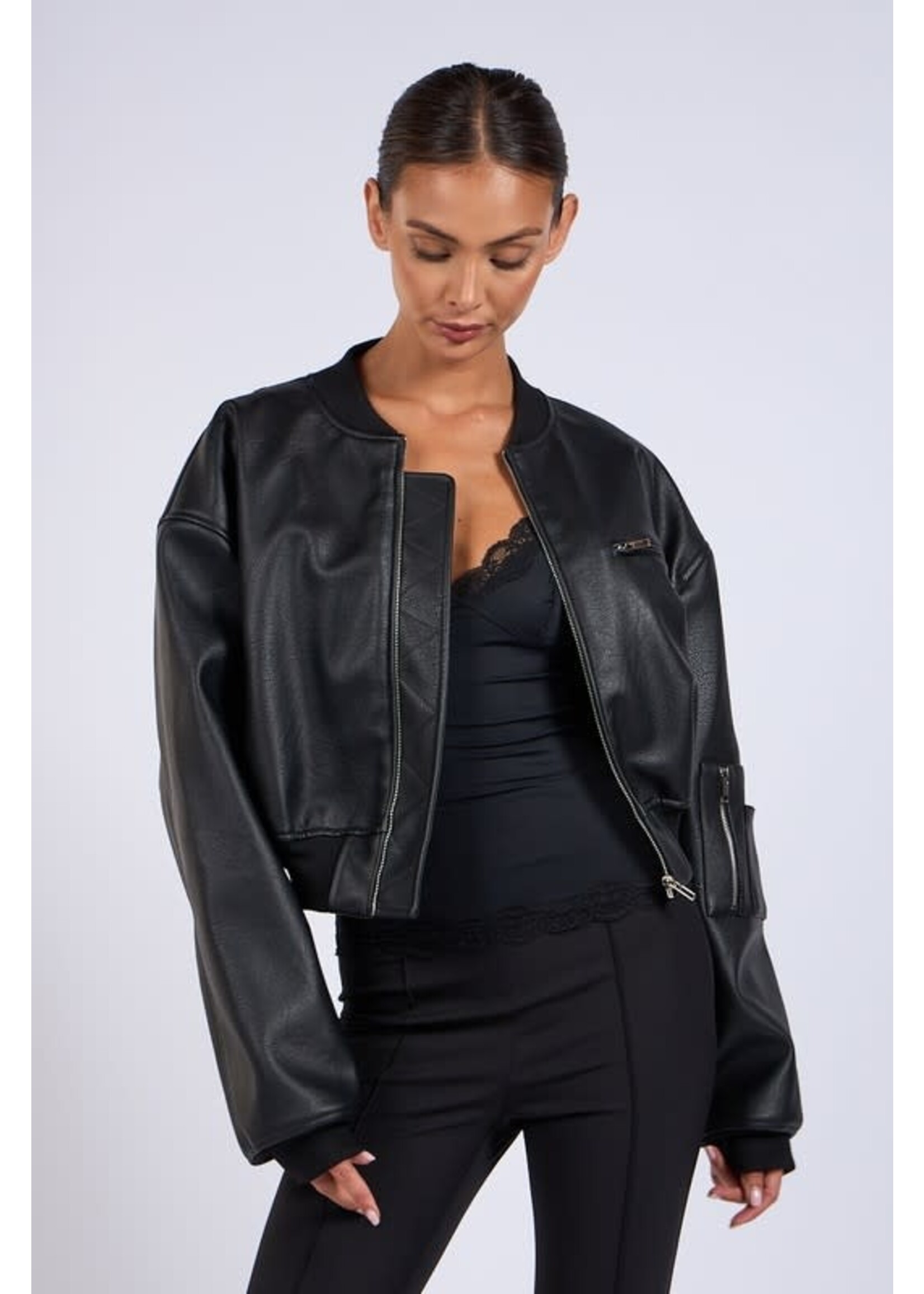 LEATHER BOMBER JACKET