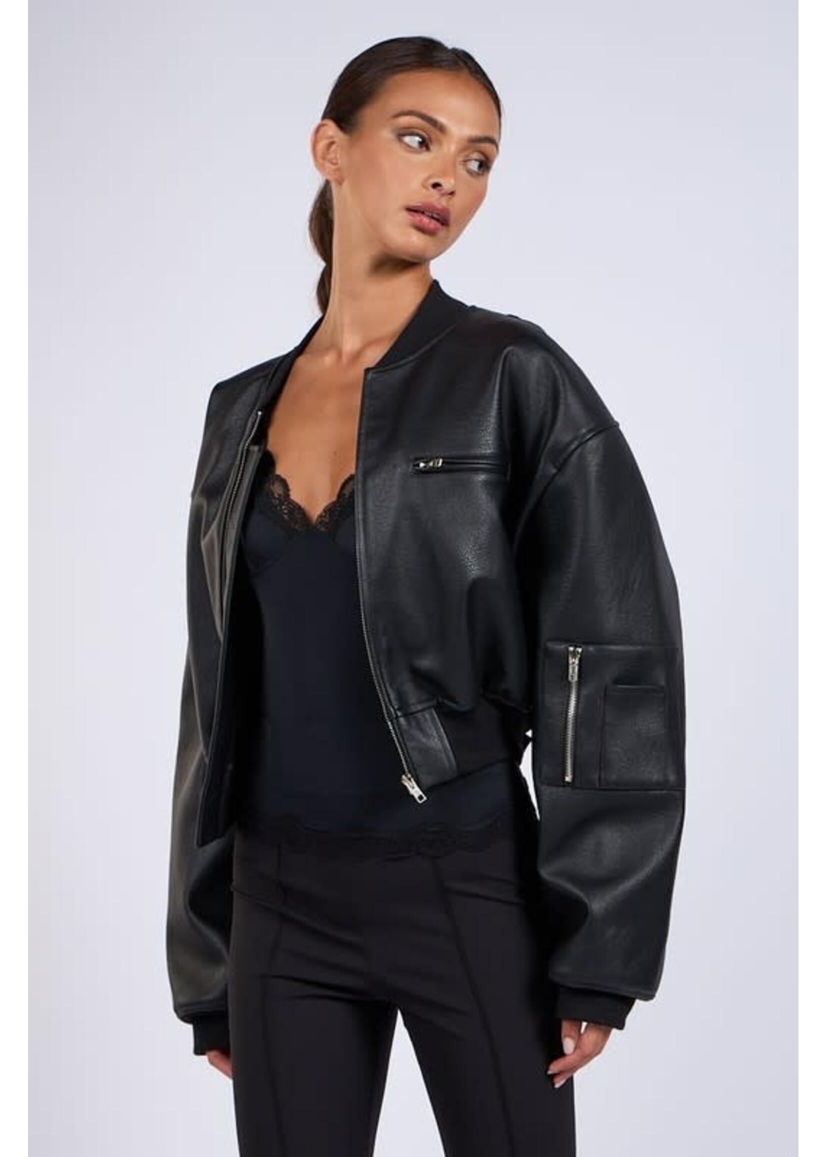LEATHER BOMBER JACKET