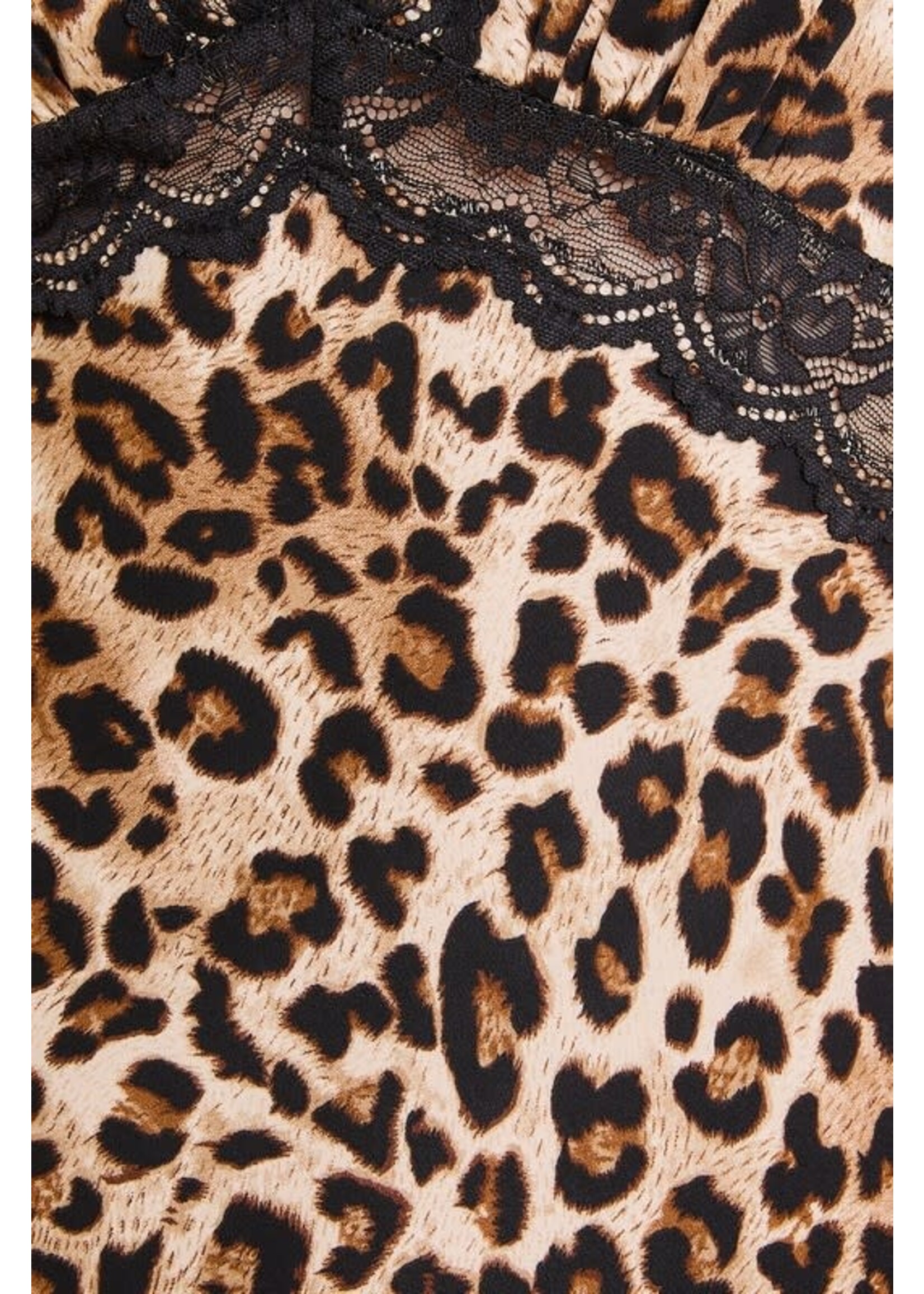 LACE TRIMMED LEOPARD PRINT MAXI DRESS