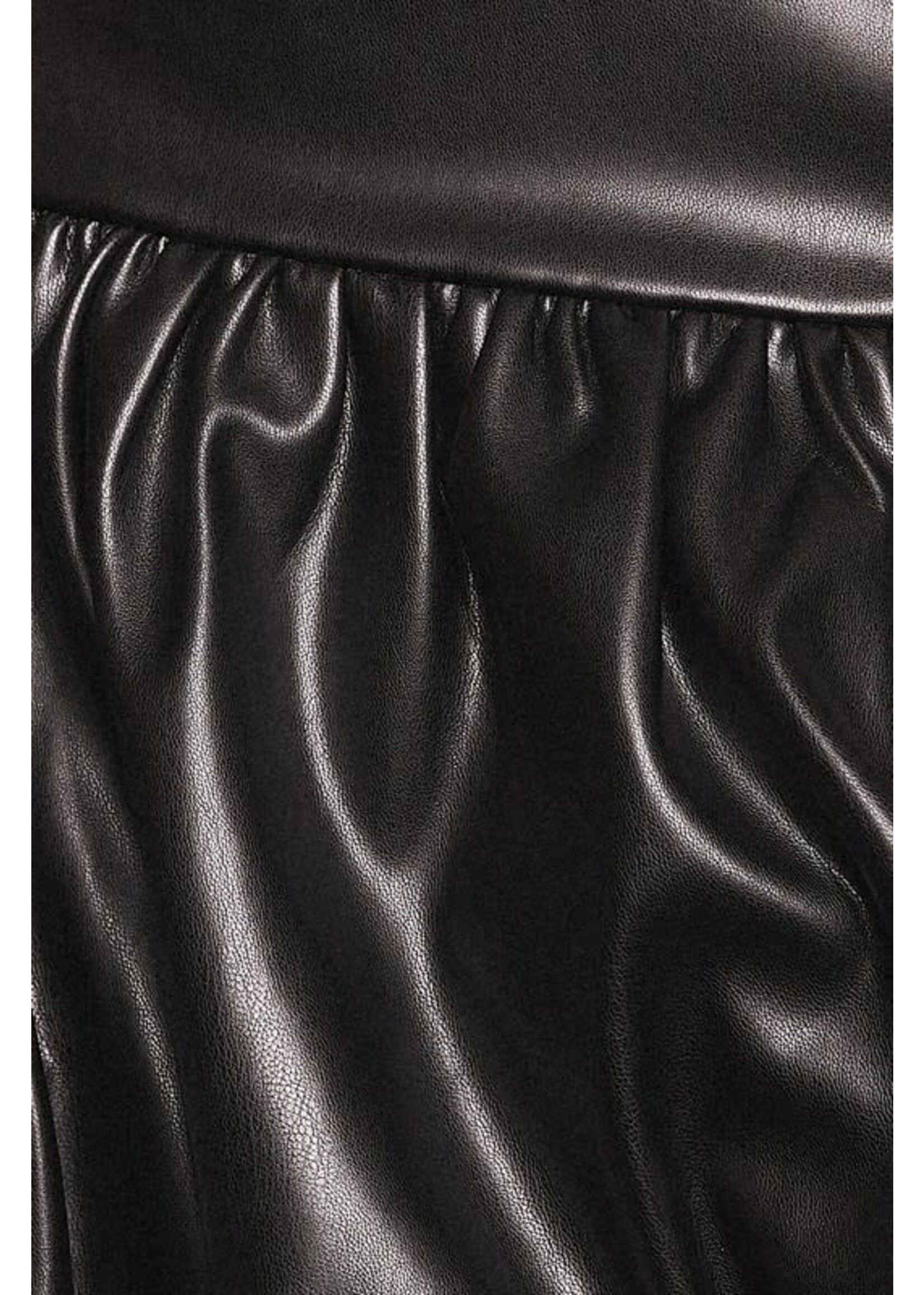 FAUX LEATHER PUFF HEM MINI SKIRT