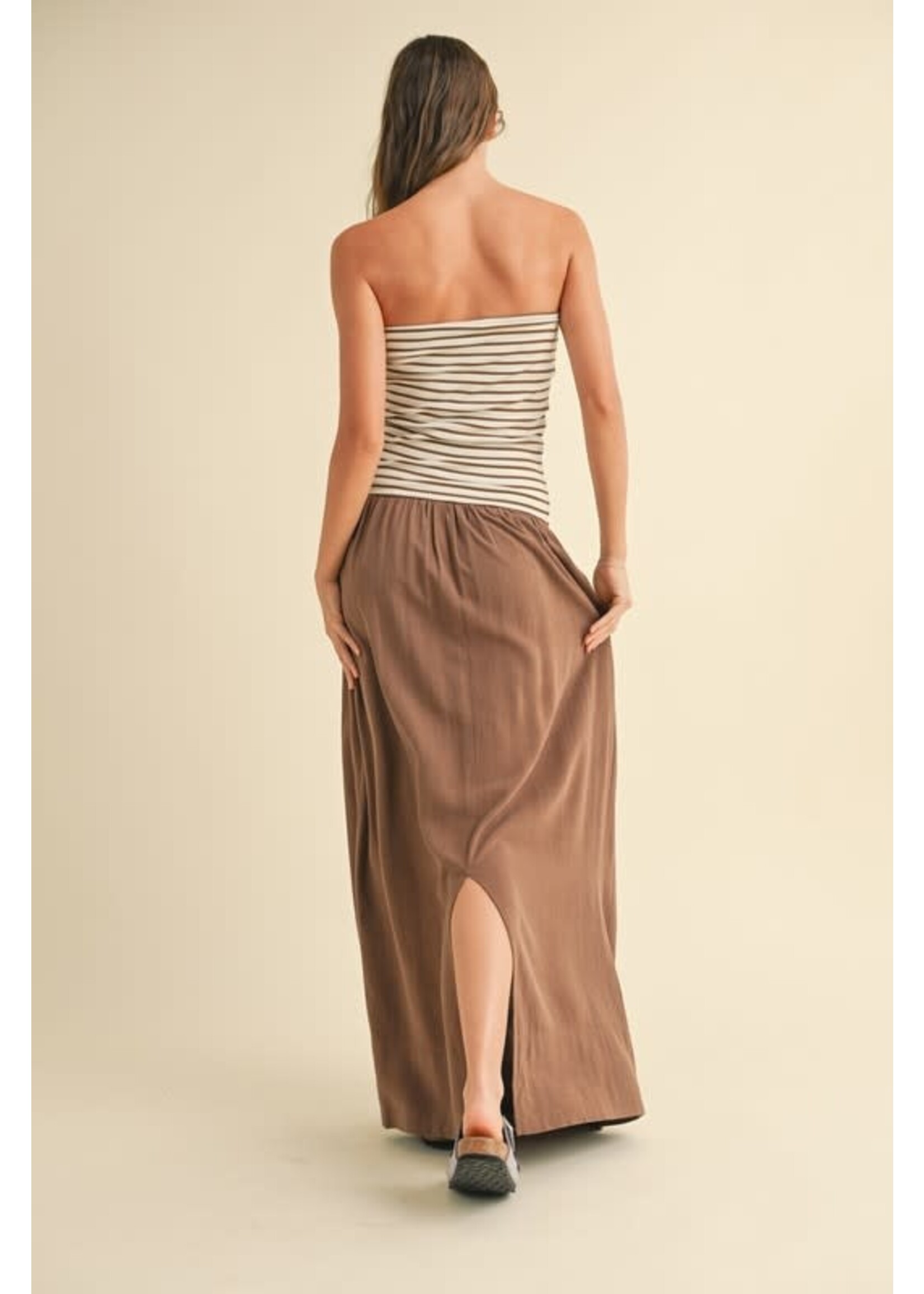 SOFT RIBBED TOP LINEN DRESS