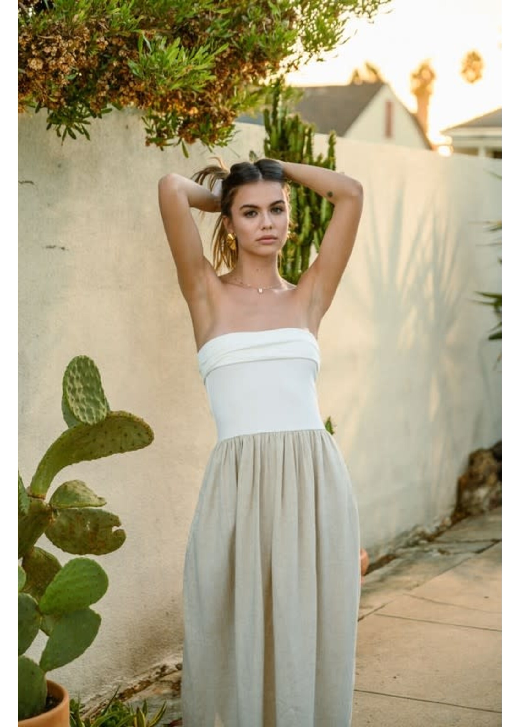 SOFT RIBBED KNIT LINEN DRESS