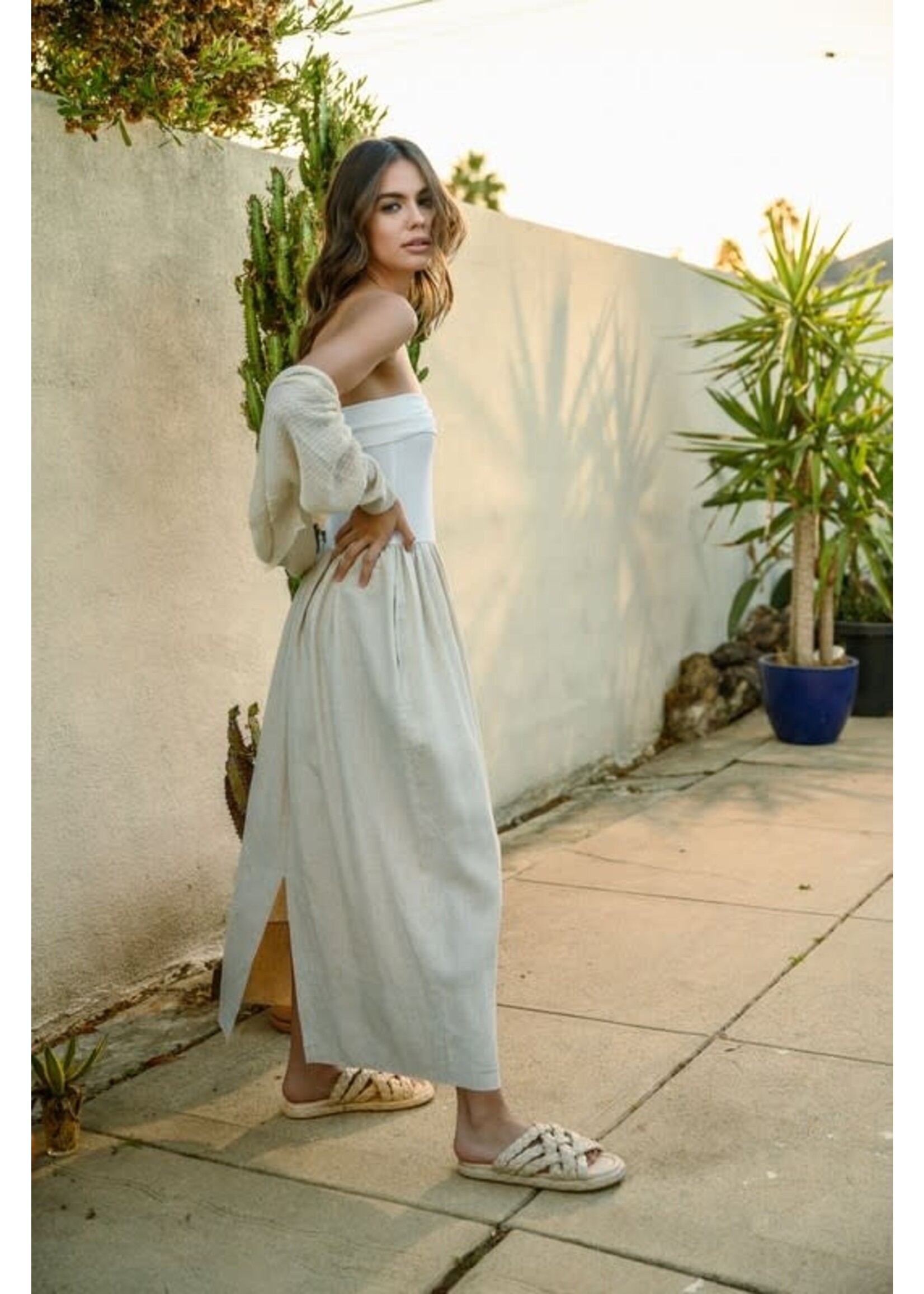SOFT RIBBED KNIT LINEN DRESS