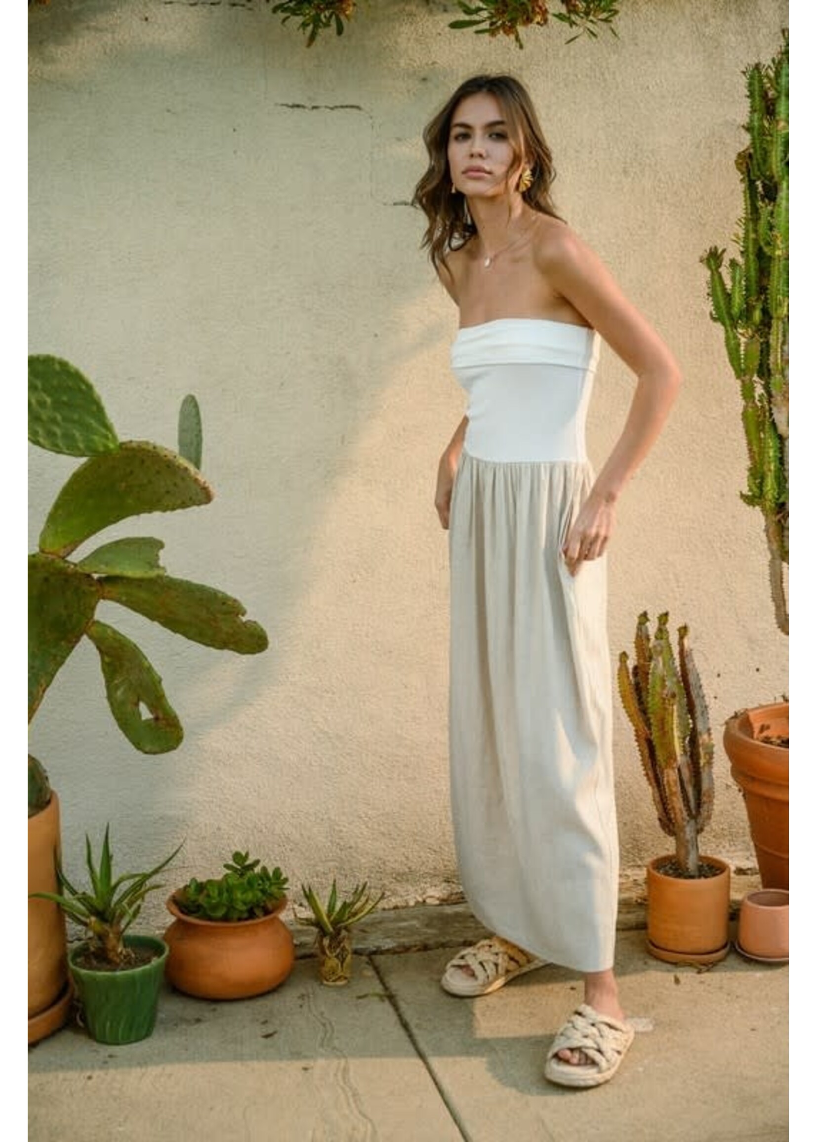 SOFT RIBBED KNIT LINEN DRESS