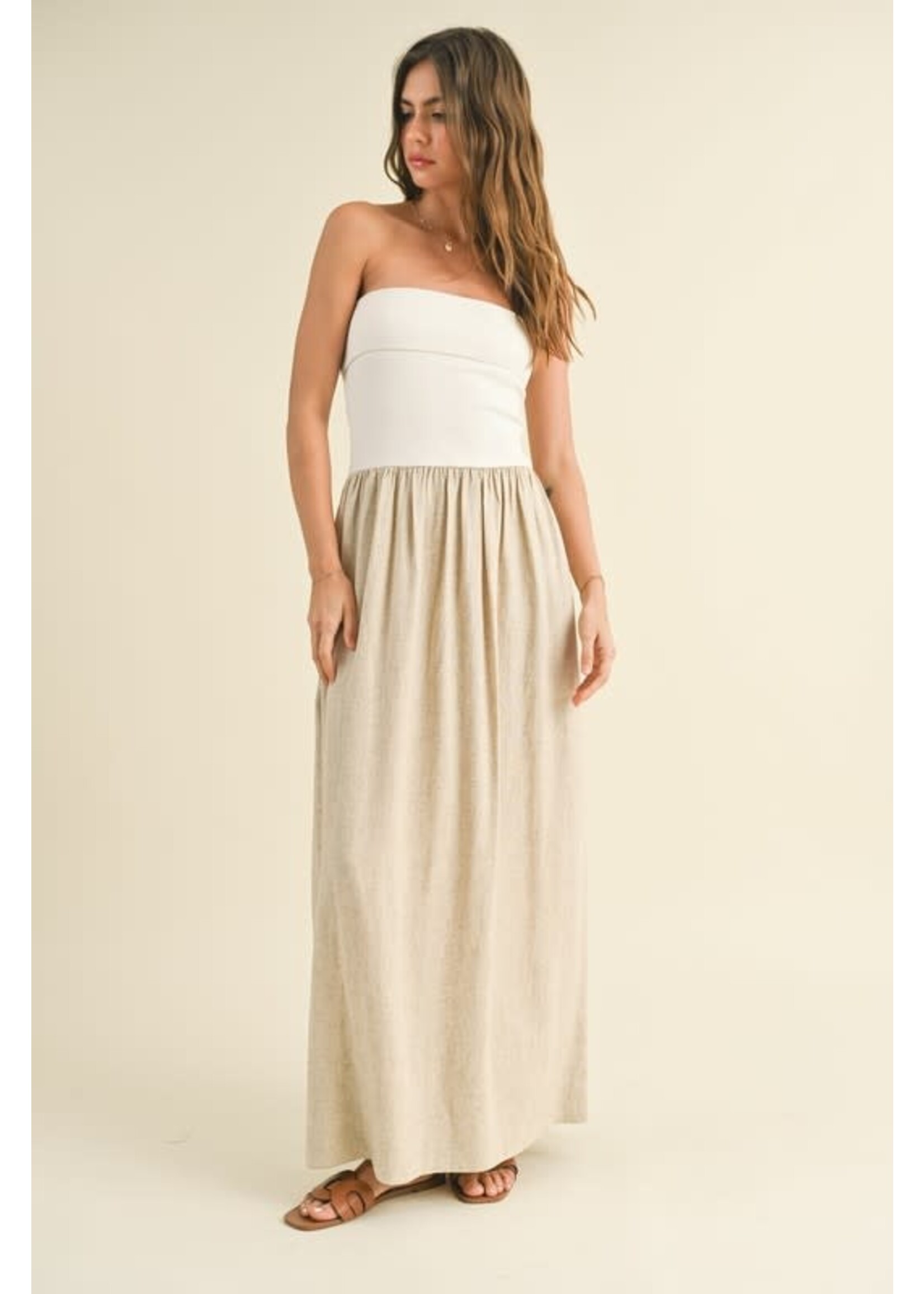 SOFT RIBBED KNIT LINEN DRESS