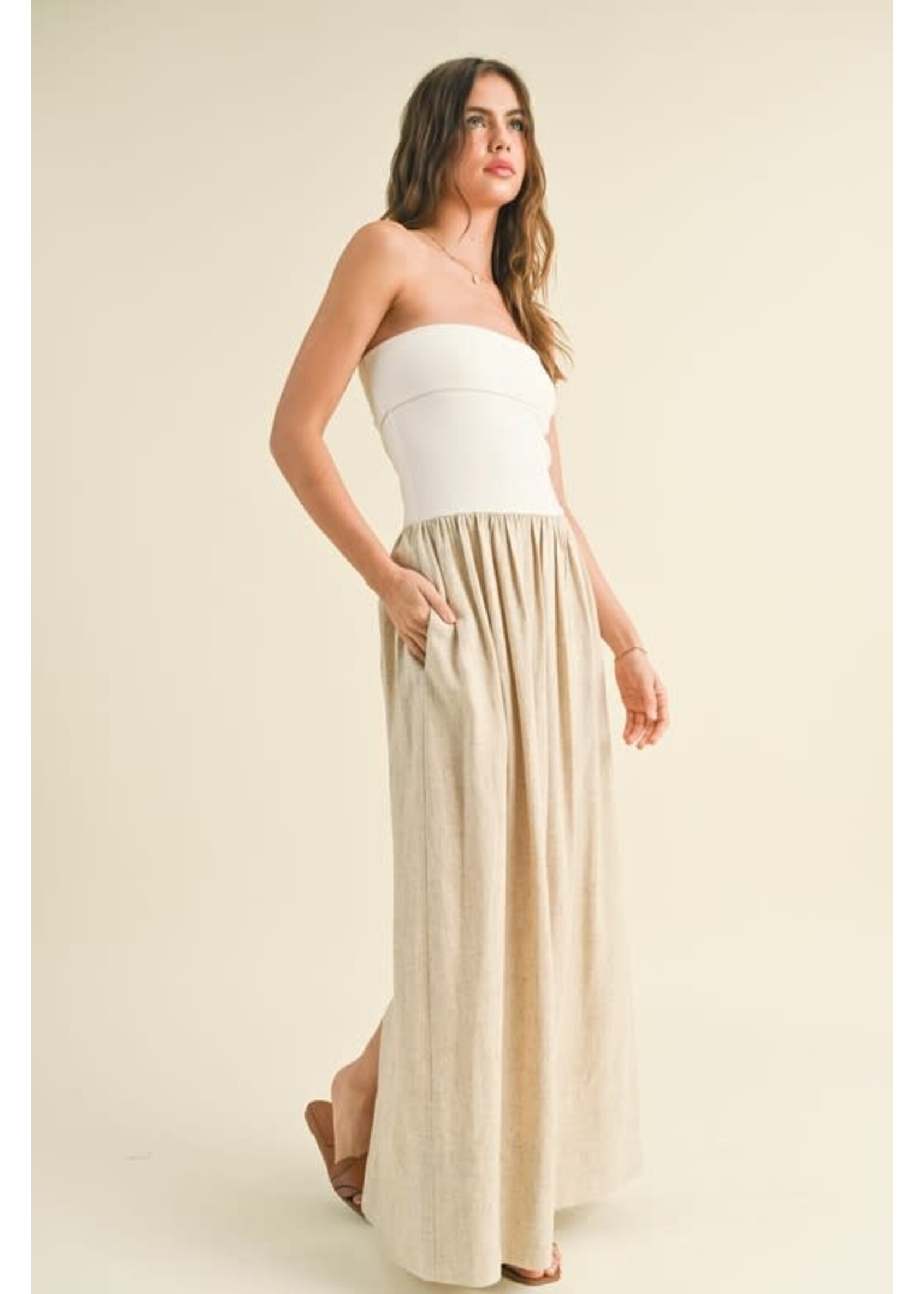 SOFT RIBBED KNIT LINEN DRESS